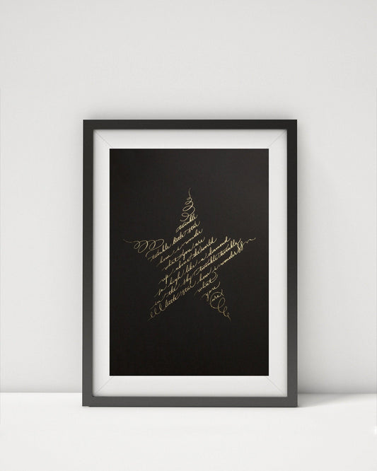 Twinkle Twinkle Little Star Nursery Print, Gold Foil Lullaby Poem - Baby Shower Christening Gift, A4