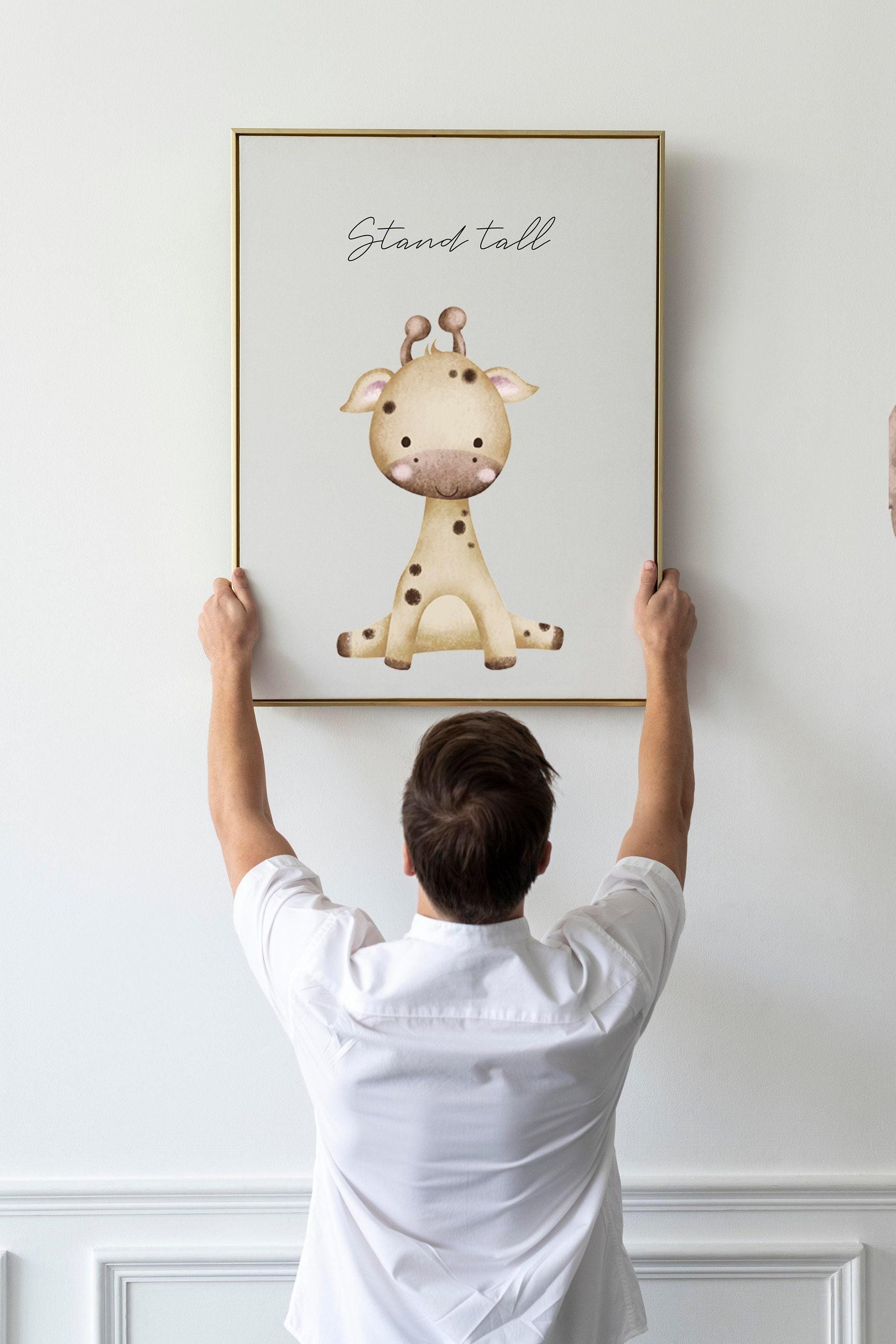 Safari Nursery Decor, Baby Animal Prints With Affirmations | Be Brave Be Kind | Gifting for New Parents