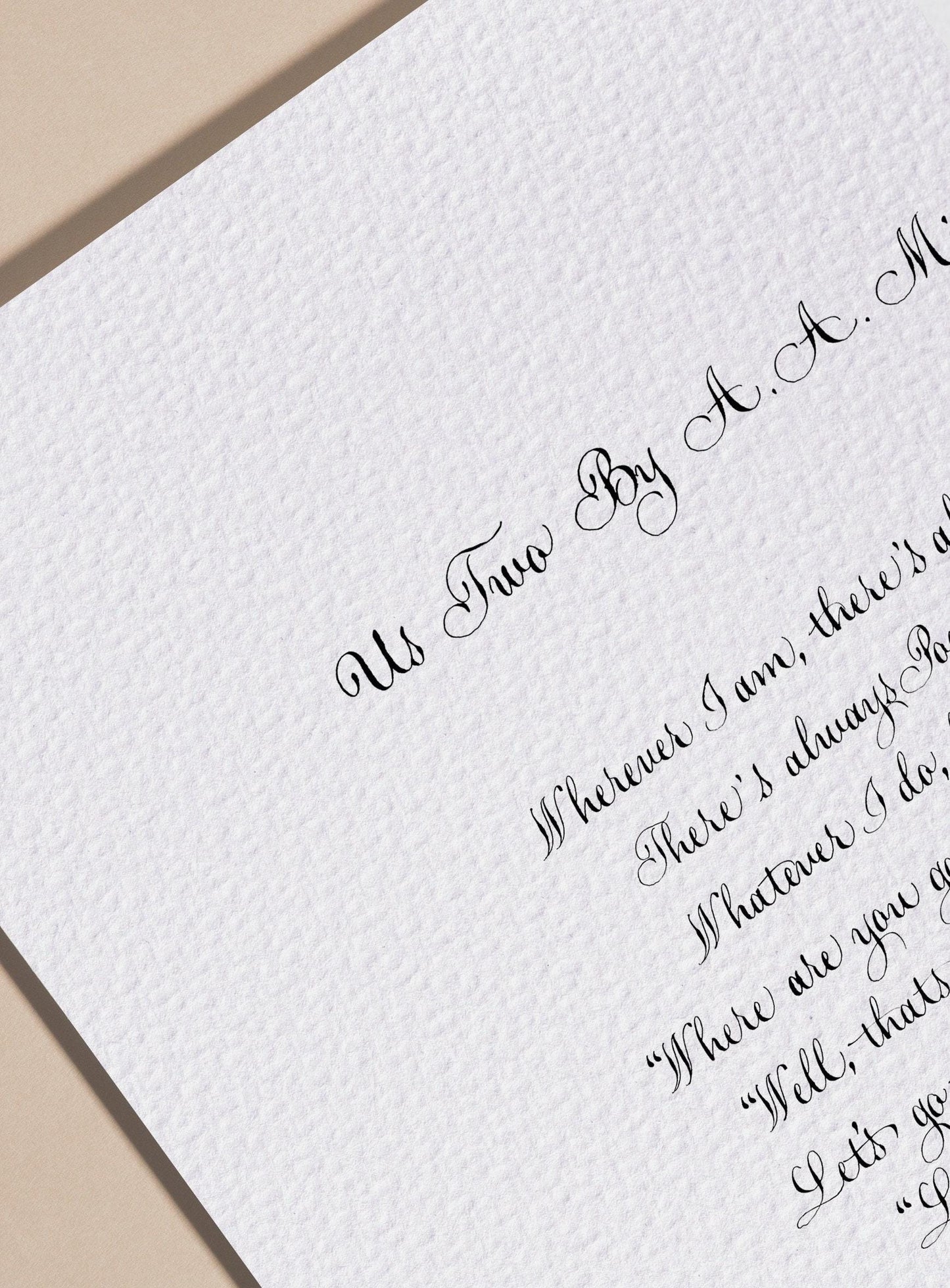 Us Two AA Milne Poem Print | Winnie the Pooh Friendship Quote | Best Friend Gift | Literary Calligraphy Print