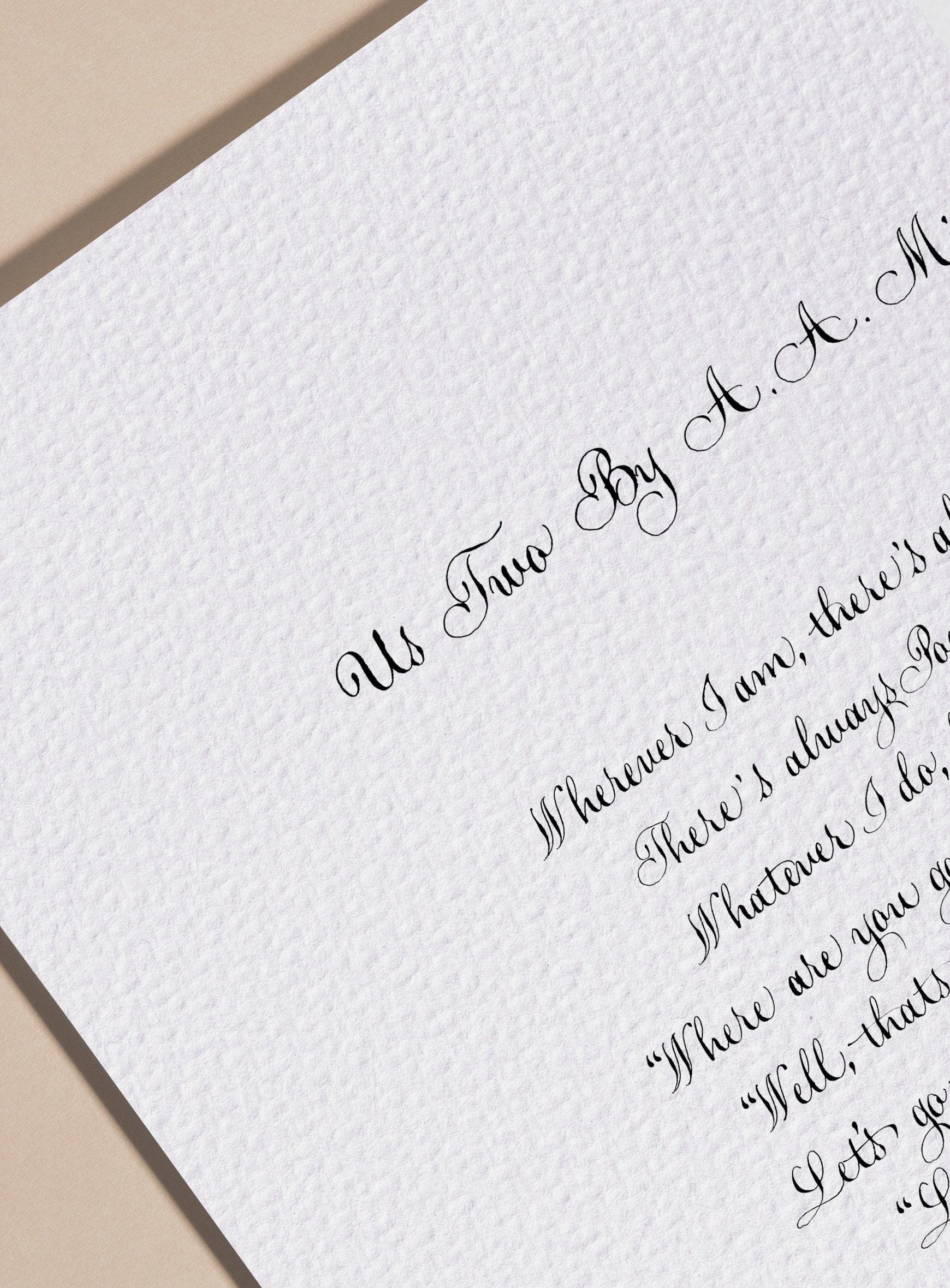 Us Two AA Milne Poem Print | Winnie the Pooh Friendship Quote | Best Friend Gift | Literary Calligraphy Print