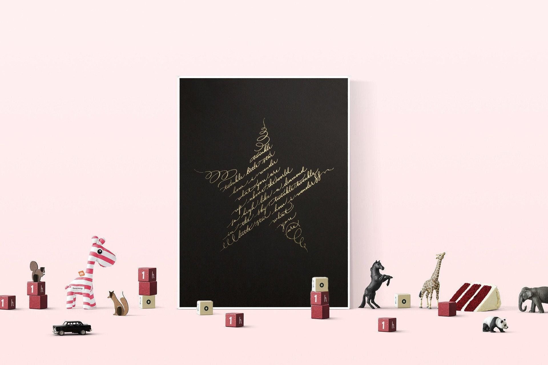Twinkle Twinkle Little Star Nursery Print New Baby Gift, Gender Neutral Baby Gift, Neutral Baby Shower Gift, Birth Announcement Wall Art