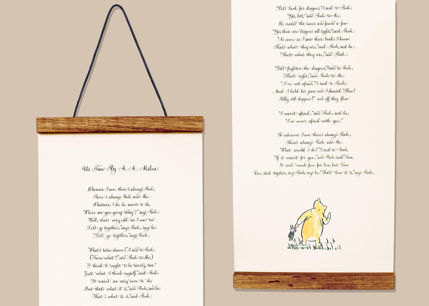 Us Two AA Milne Poem Print | Winnie the Pooh Friendship Quote | Best Friend Gift | Literary Calligraphy Print