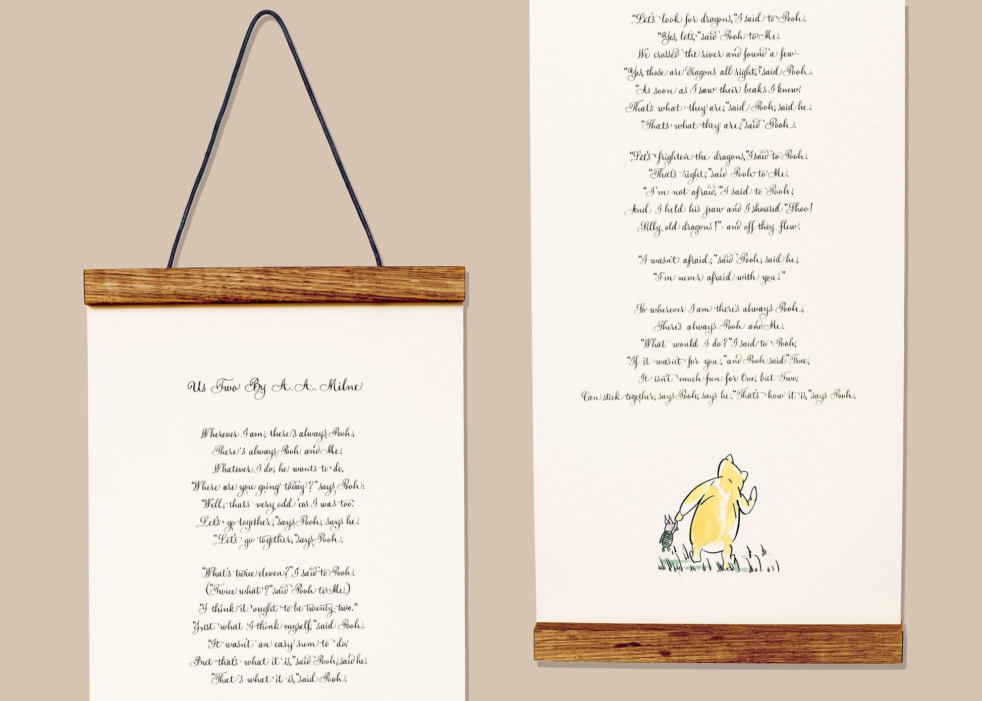 Us Two AA Milne Poem Print | Winnie the Pooh Friendship Quote | Best Friend Gift | Literary Calligraphy Print