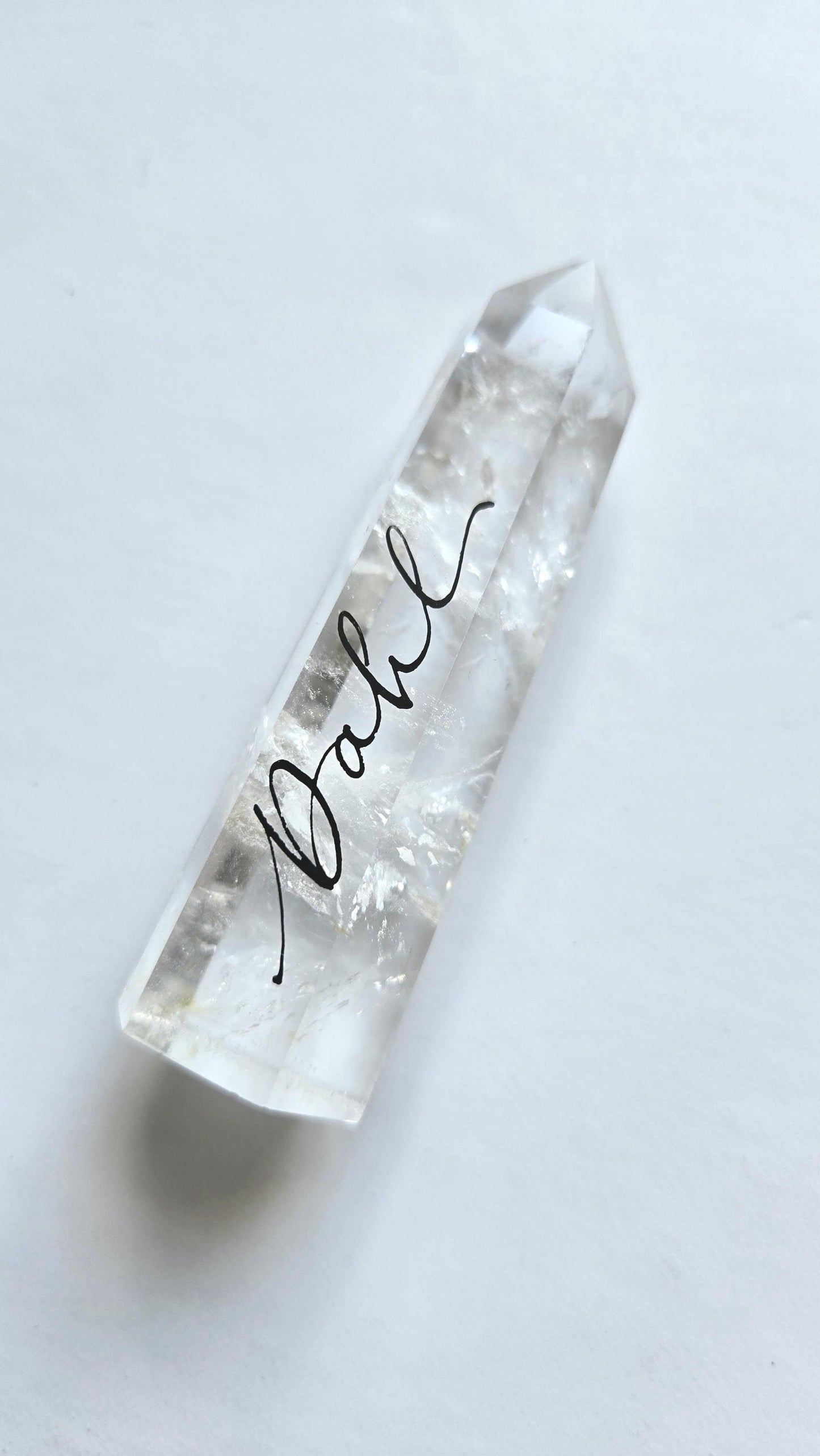 crystal healing point wand black ink