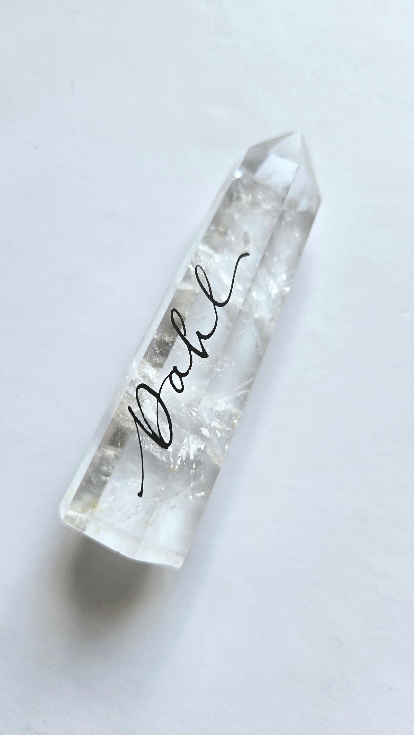 crystal healing point wand black ink