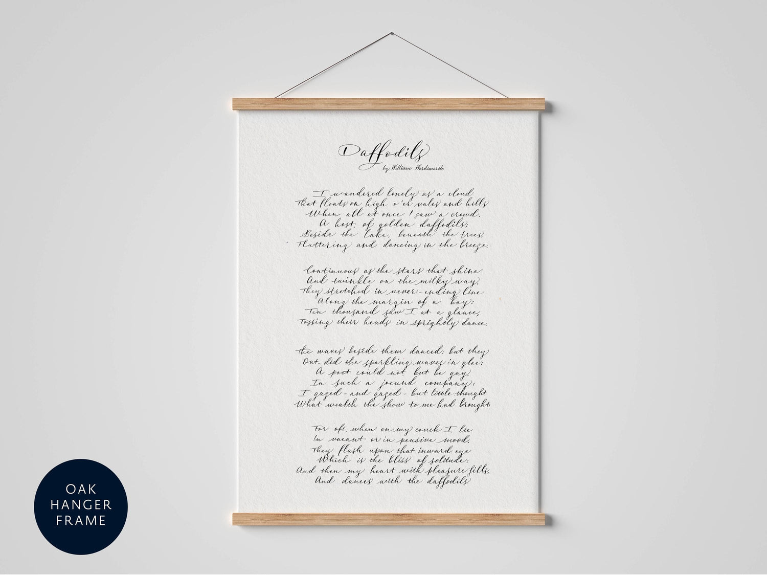 The image is a framed print of a poem titled &quot;Difficulties&quot; written in cursive.