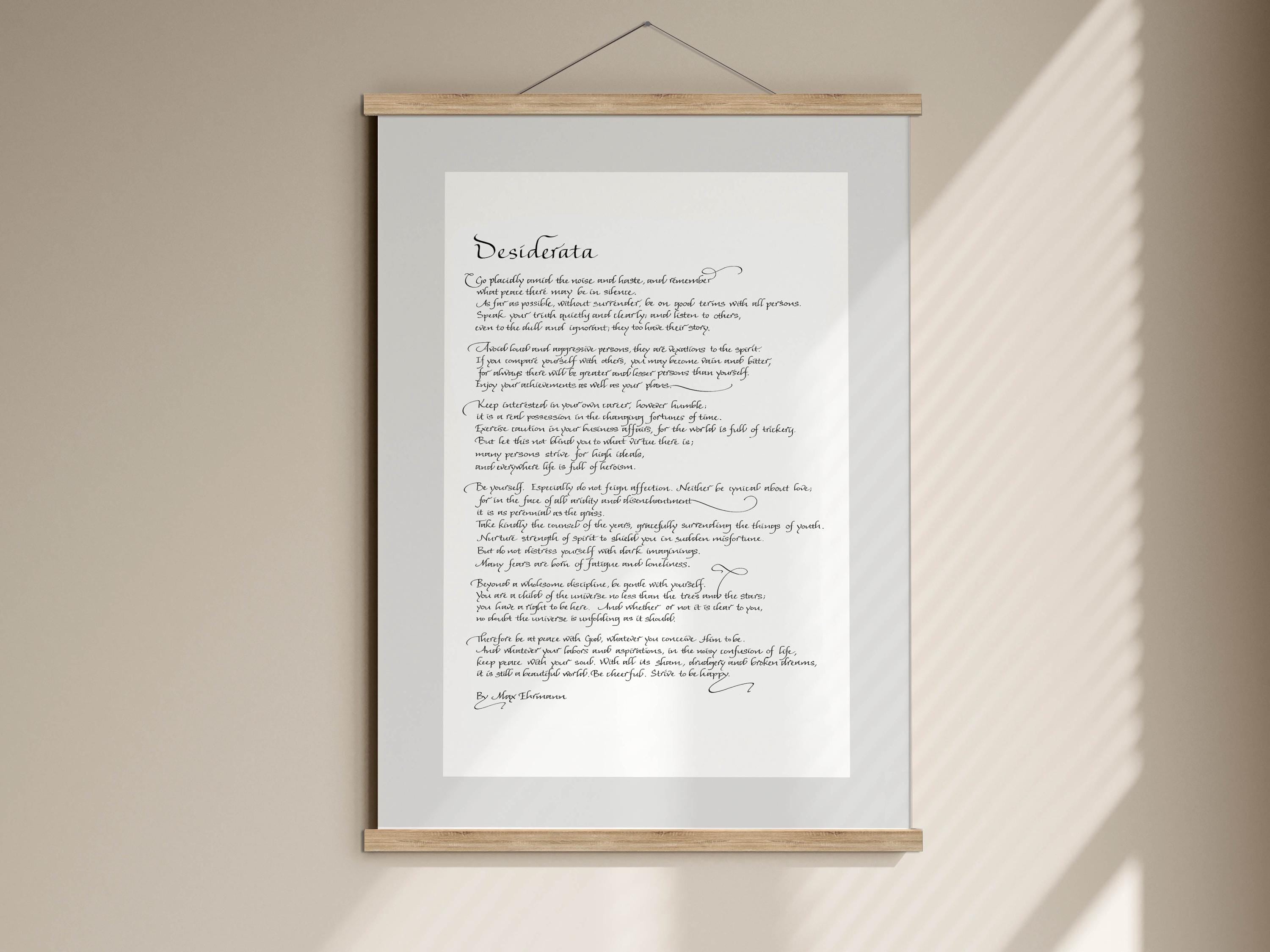 Artery8 Quadro Con Cornice A3 - Desiderata Mandala Con Citazione Max Ehrmann - Tipografia Ispirazionale Parete