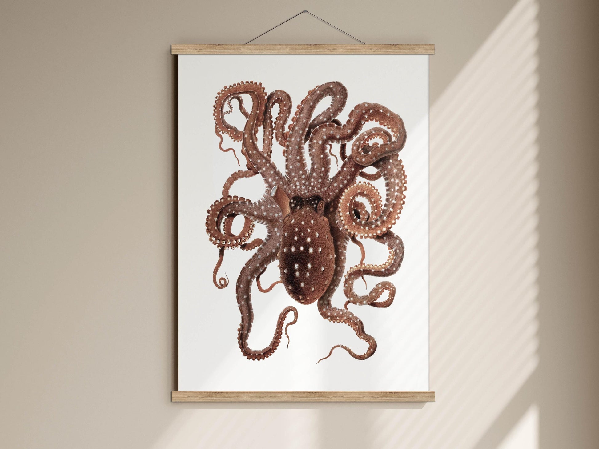 an octopus with its tentacles spread out, creating a striking and detailed illustration.
