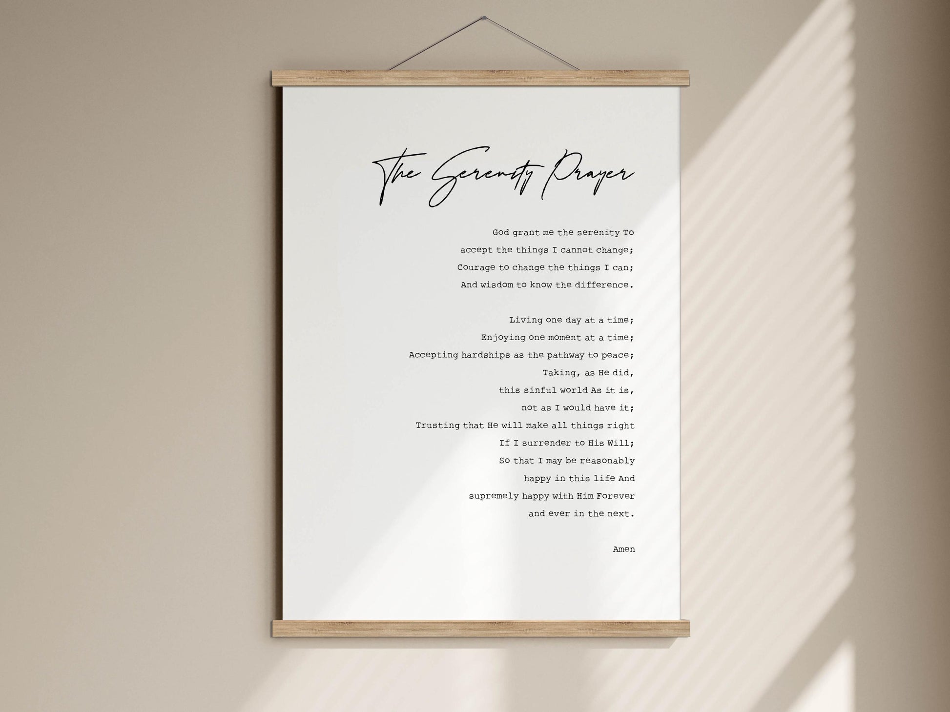 a poster with a poem titled &quot;The Serendipity Prayer&quot; written in black text on a white background.