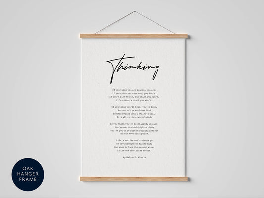 a framed piece of art with a thought-provoking message about thinking.
