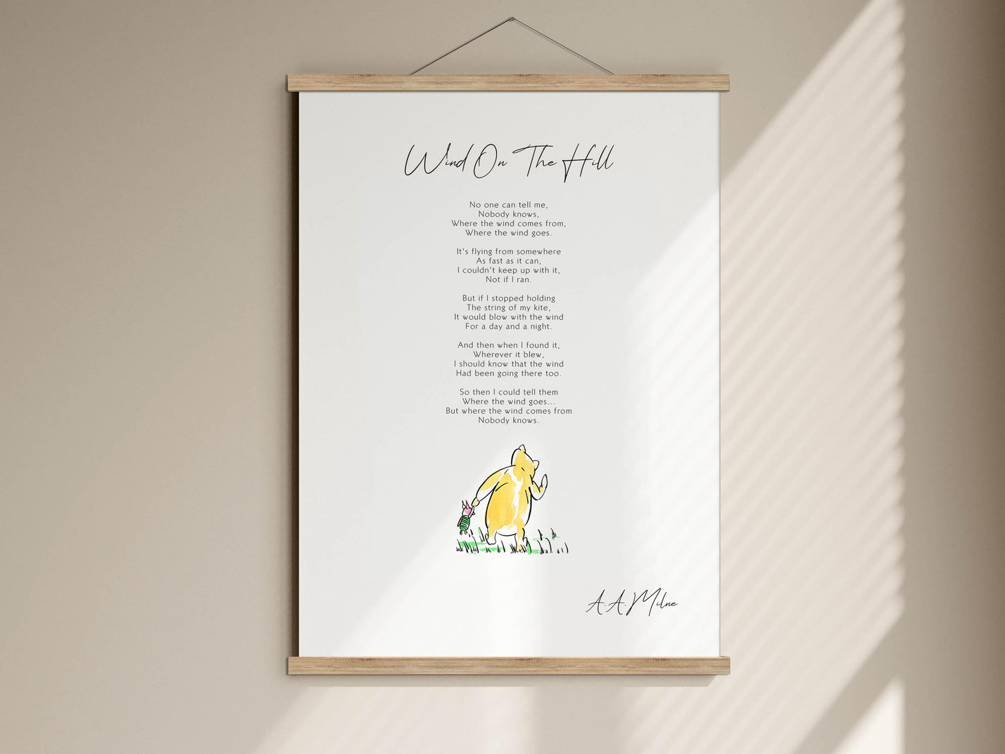 Wind on the hill by AA Milne Print Winnie the