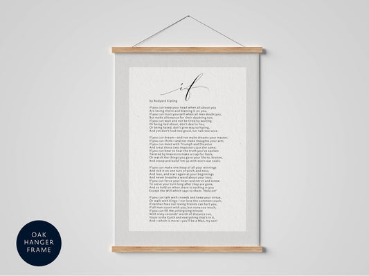 a framed poem titled &quot;If you can dream and not dream your way to happiness, you will never be happy.&quot; The poem is written in a white font on a black background and is hung on a wall.