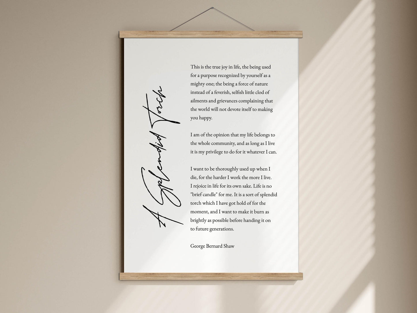 a poster with a quote from George Bernard Shaw, which is a thoughtful and inspiring message about the importance of happiness and the futility of trying to make the world a better place.