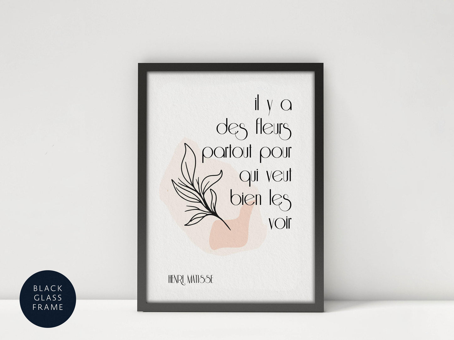 a framed poster with a minimalist design and text.
