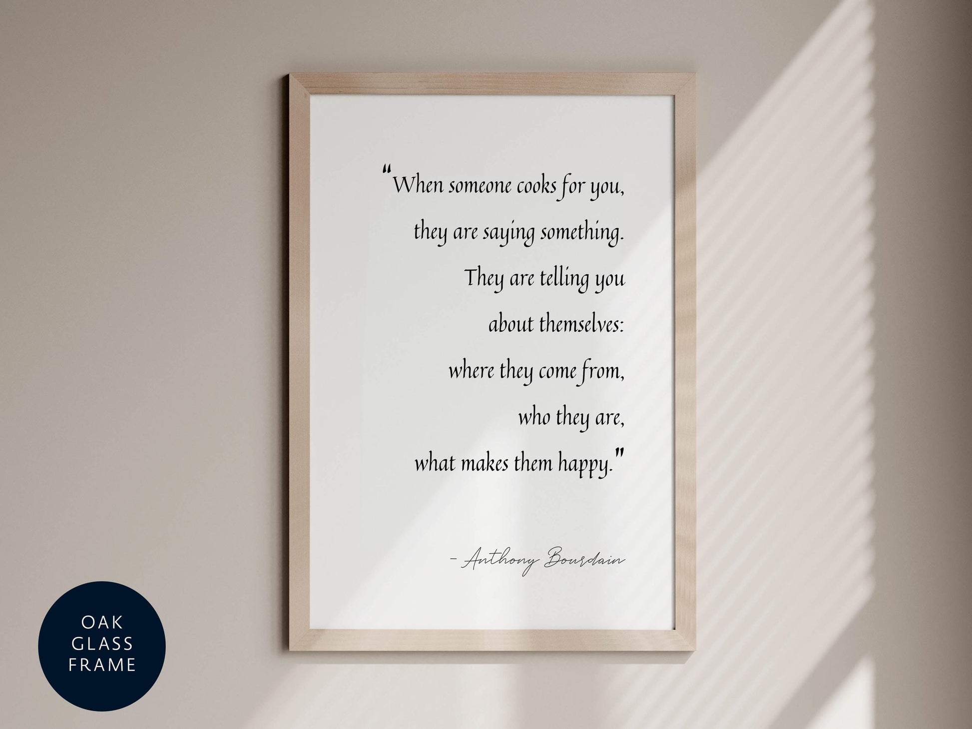 a quote by Anthony Bourdain, which reads: &quot;When someone cooks for you, they are saying something. They are telling you about themselves. Where they come from, who they are, what makes them happy.&quot;