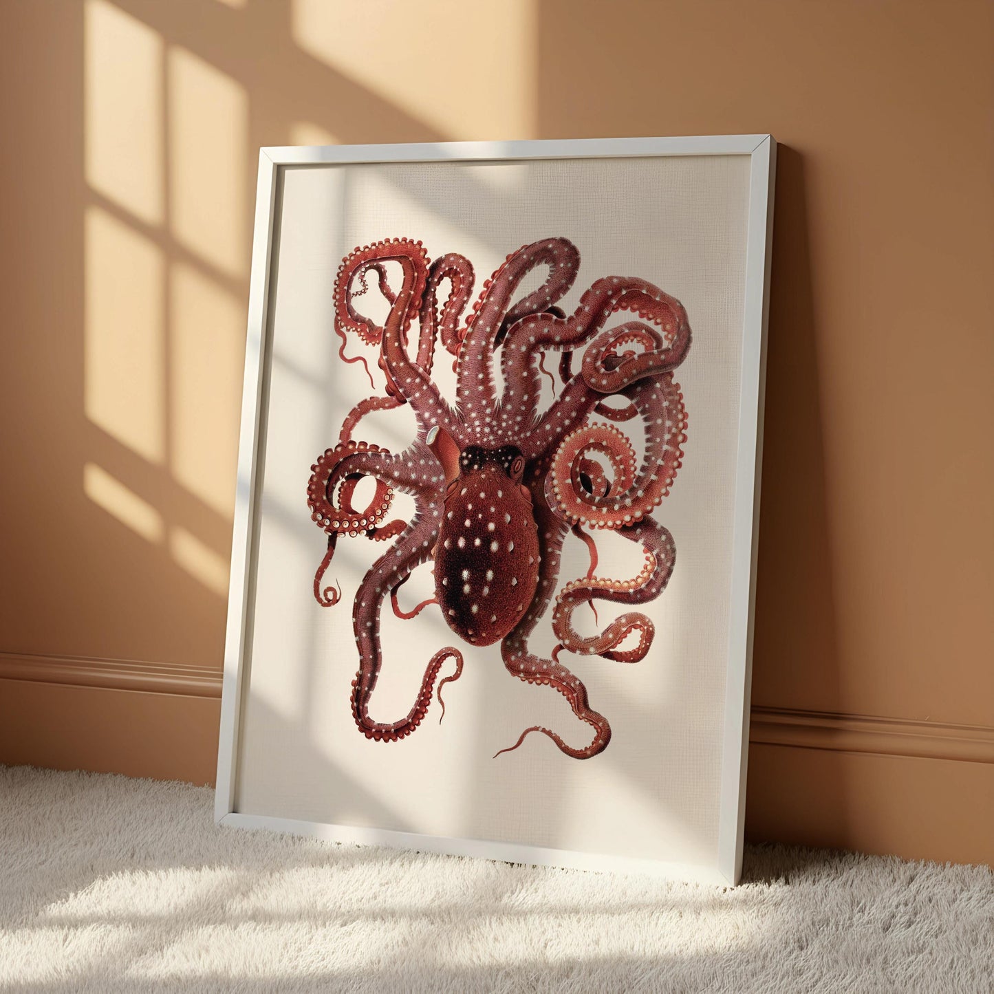 an octopus with its tentacles spread out, creating a striking and detailed illustration.
