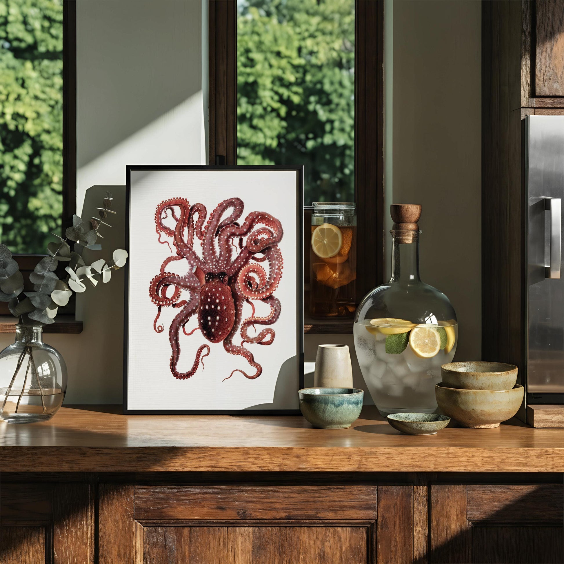 Vintage Octopus Print | Antique Marine Biology Illustration | Nautical Ocean Wall Art | Coastal Sea Creature Decor