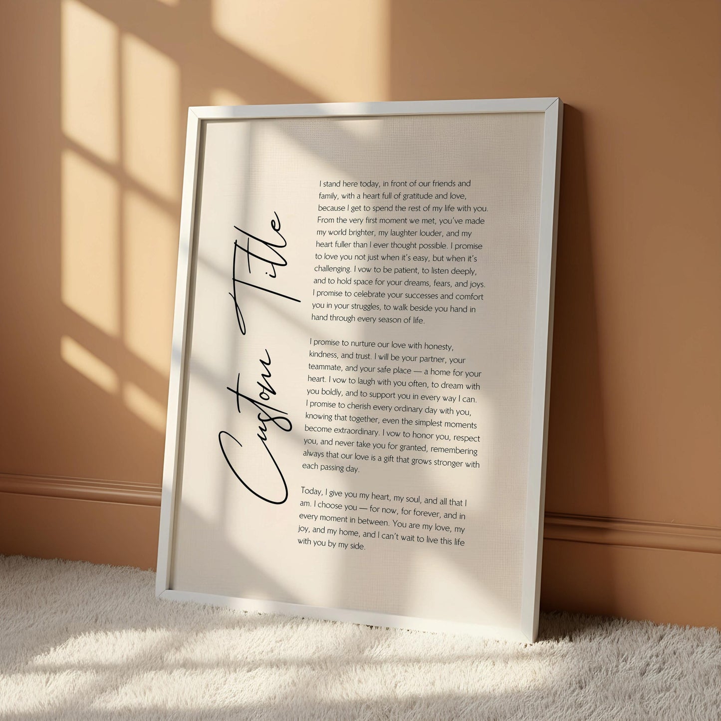 framed print custom text poster quote poet, song lyrics, wedding song, wedding vows, affirmation, love letter, poem, whitney hanson poetry print