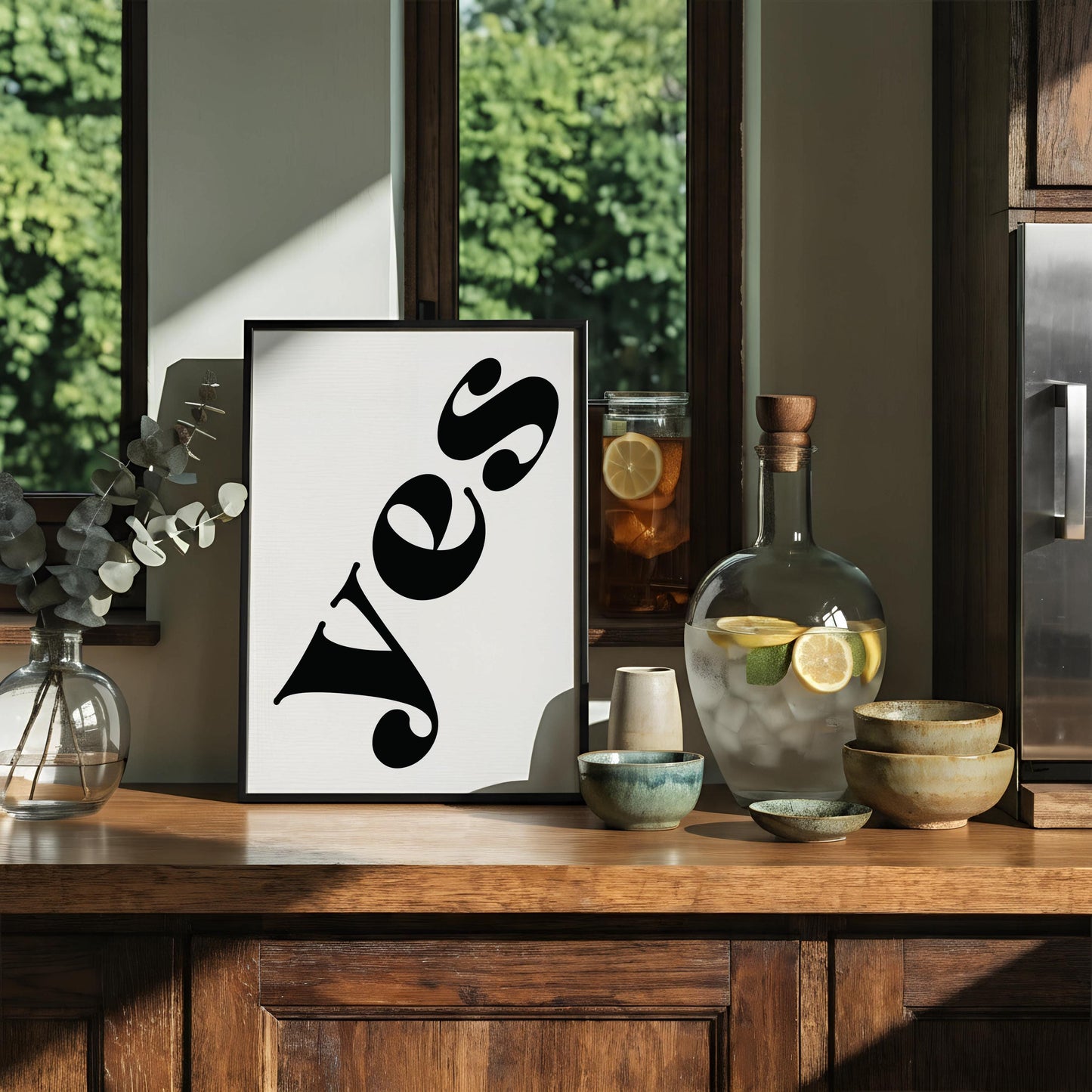 Yes Typography Print | Minimalist Motivational Quote Poster | Bold Modern Wall Art | Positive Affirmation Decor | Inspirational Gift