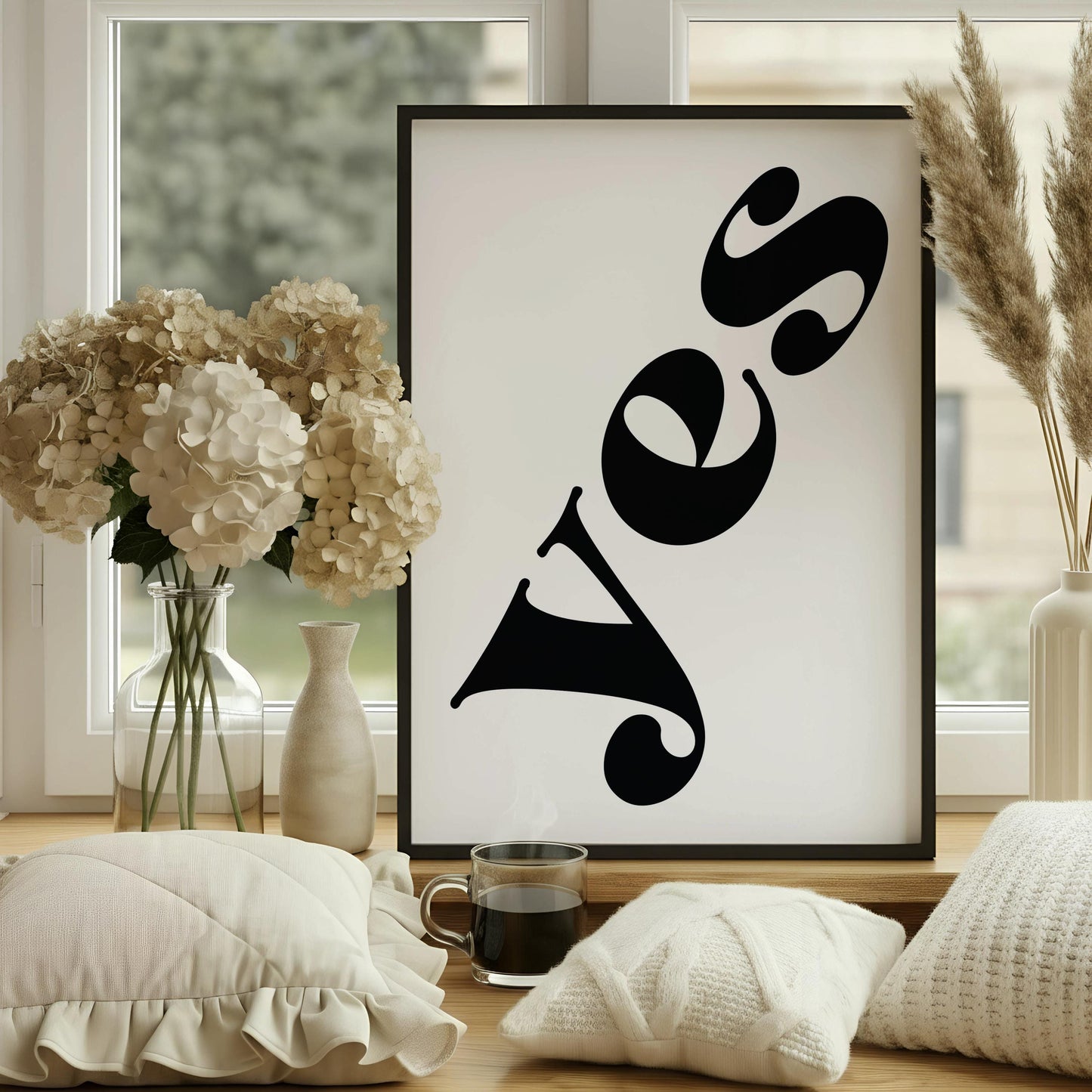 Yes Typography Print | Minimalist Motivational Quote Poster | Bold Modern Wall Art | Positive Affirmation Decor | Inspirational Gift