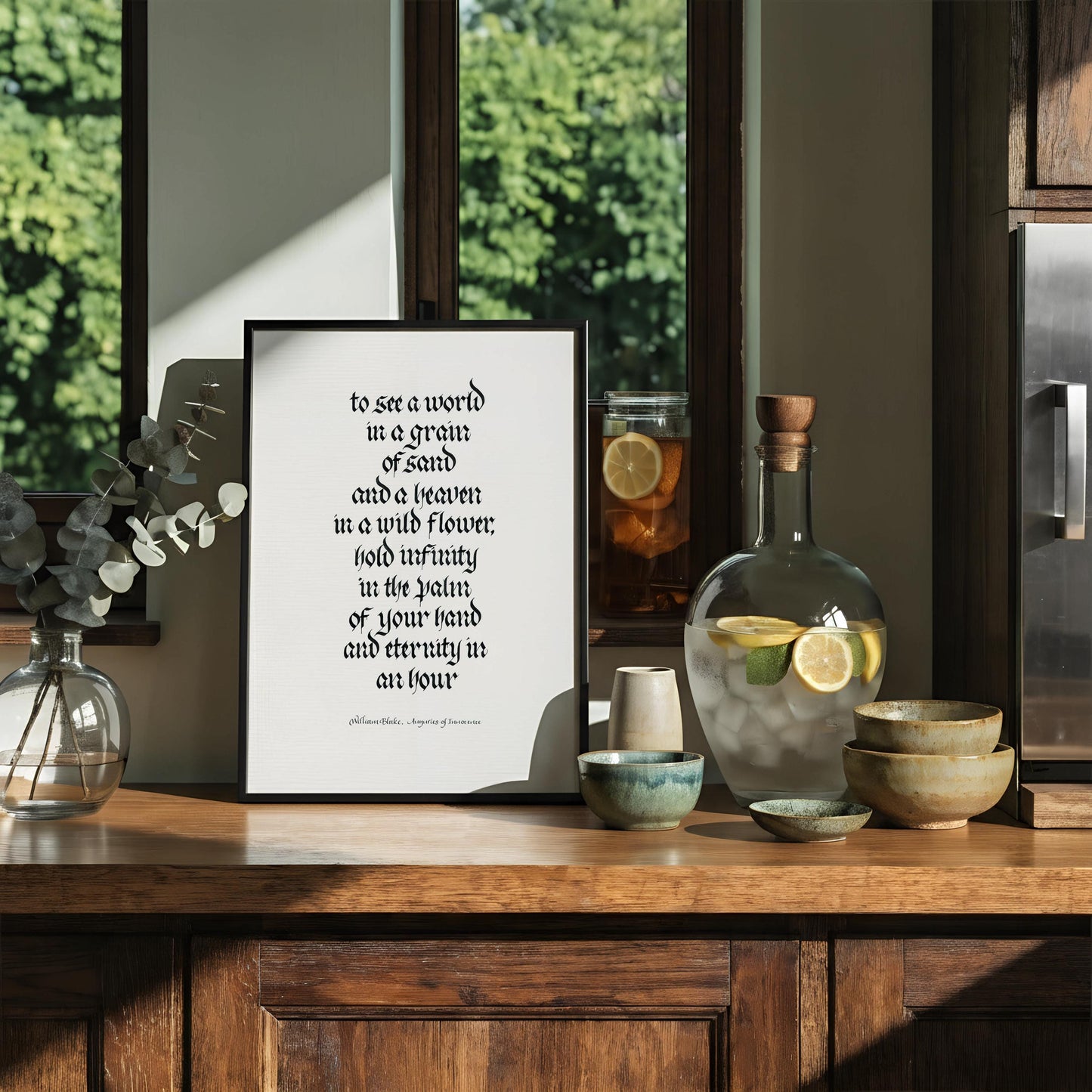 William Blake Quote Print | To See A World In A Grain of Sand | Inspirational Poetry Wall Art | Black & White Fine Art Print | Literary Gift