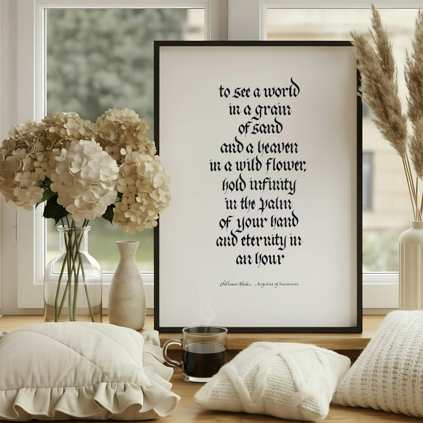 William Blake Quote Print | To See A World In A Grain of Sand | Inspirational Poetry Wall Art | Black & White Fine Art Print | Literary Gift