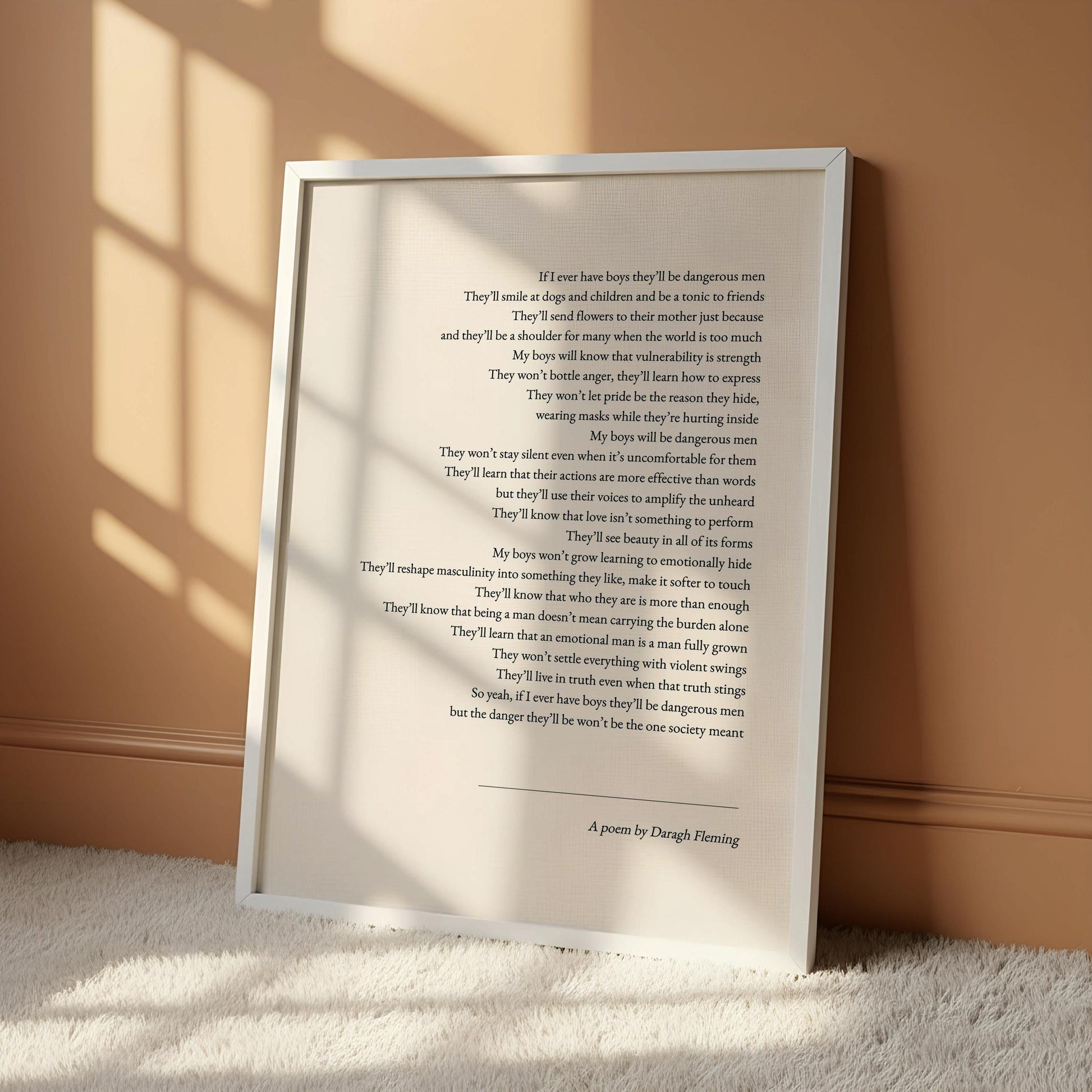 If I Ever Have Boys Poem Print | Dangerous Men Quote | Modern Masculinity Wall Art Gift