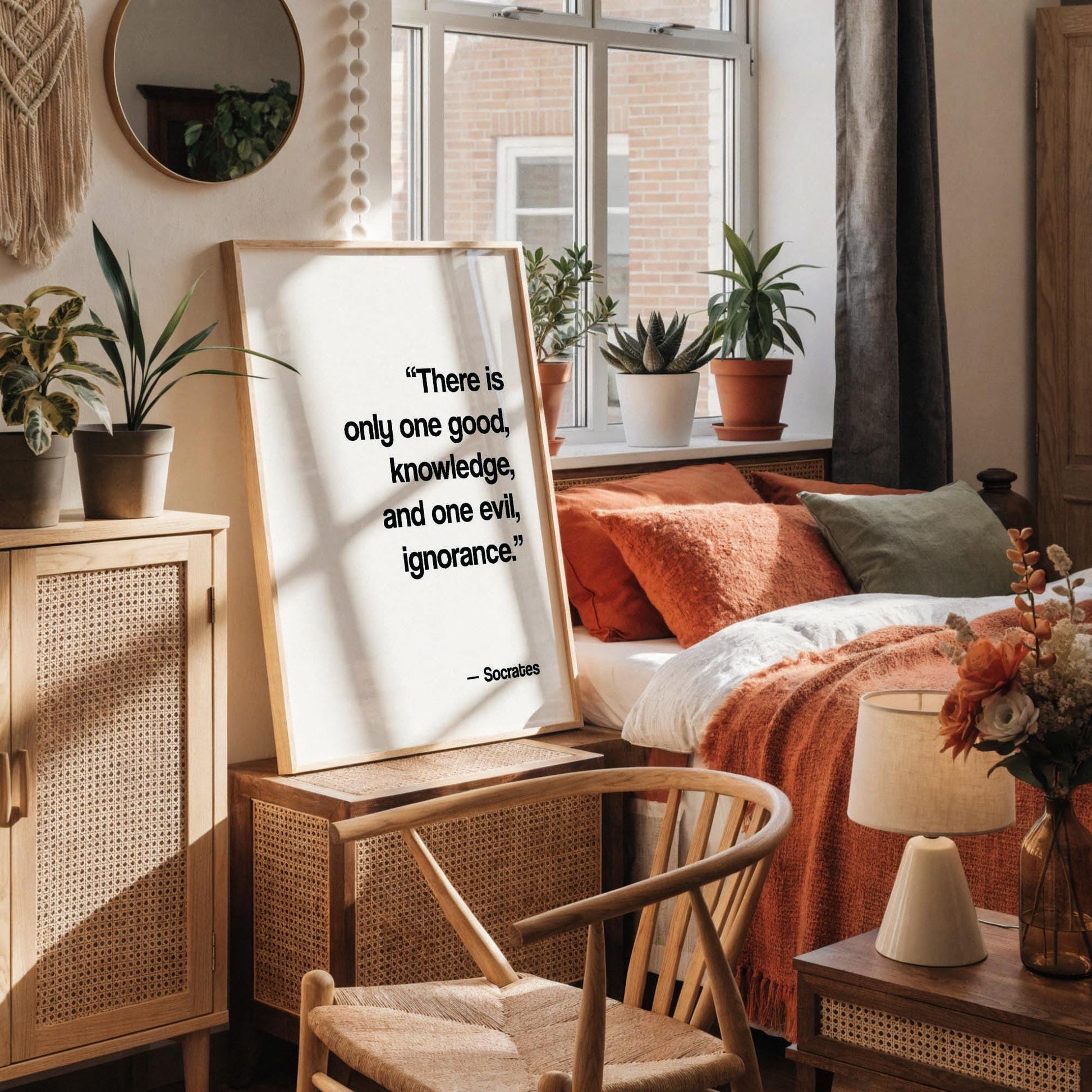 Socrates Quote Print | Knowledge vs Ignorance Philosophy Poster | Ancient Greek Wisdom Wall Art | Minimalist Office Decor