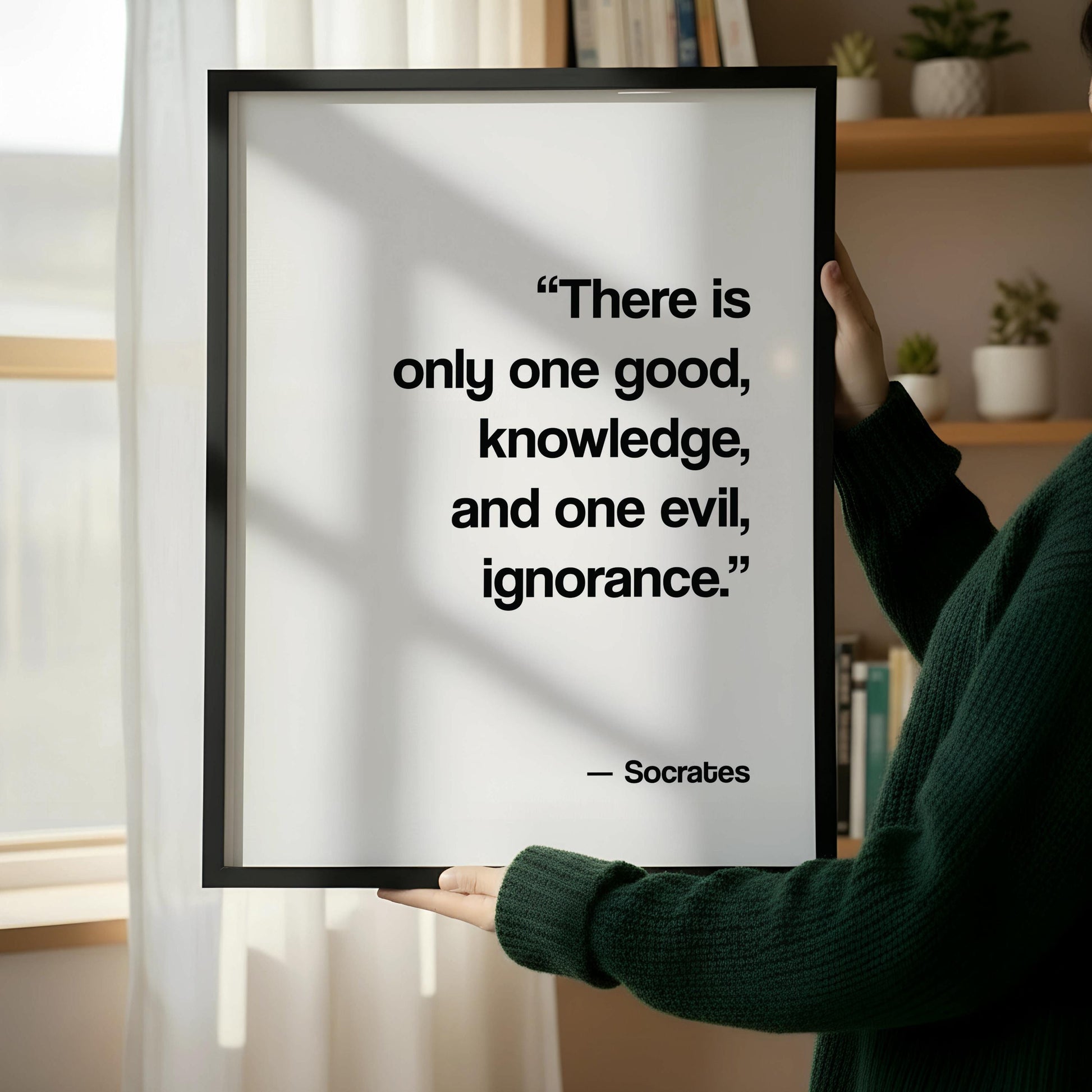 Socrates Quote Print | Knowledge vs Ignorance Philosophy Poster | Ancient Greek Wisdom Wall Art | Minimalist Office Decor