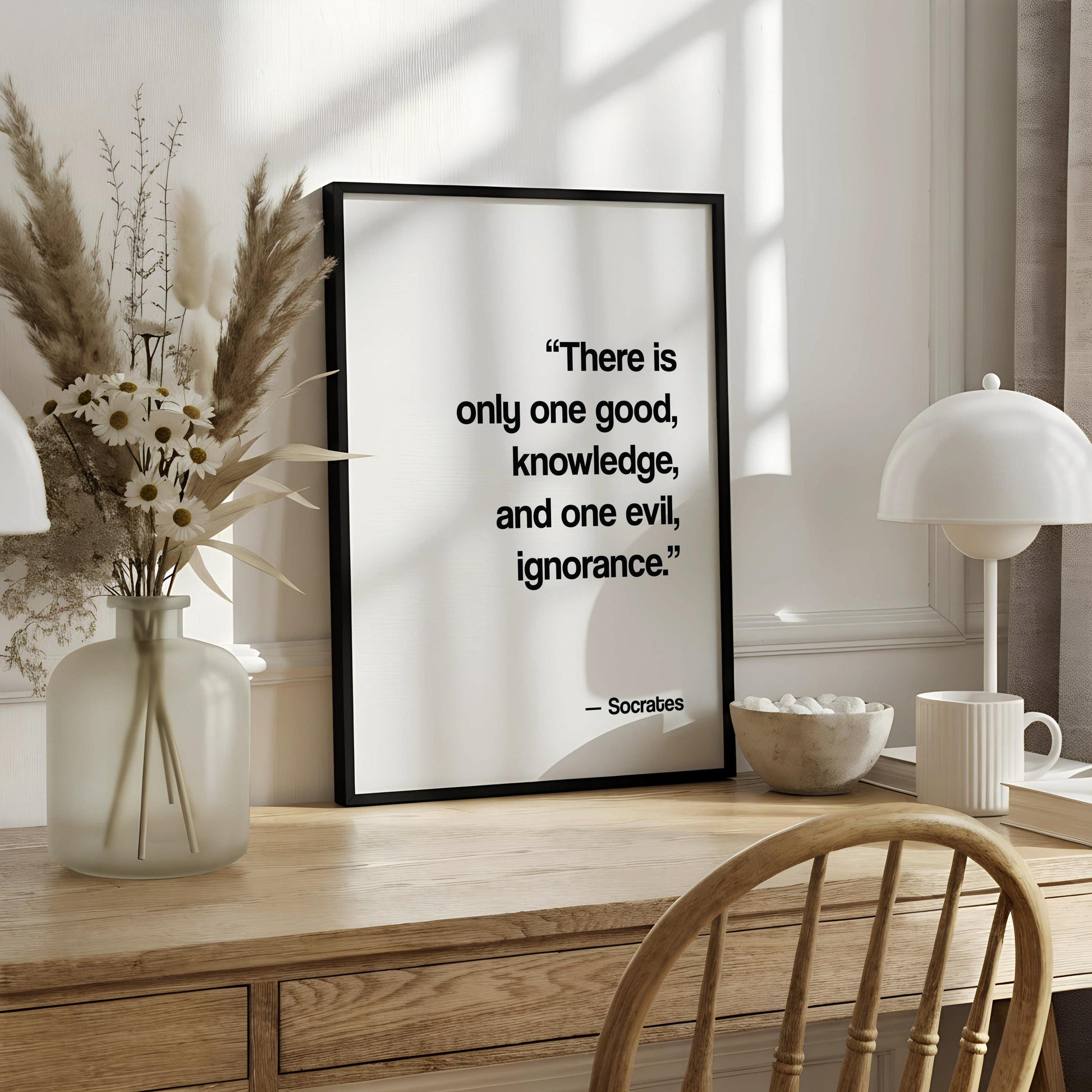Socrates Quote Print | Knowledge vs Ignorance Philosophy Poster | Ancient Greek Wisdom Wall Art | Minimalist Office Decor