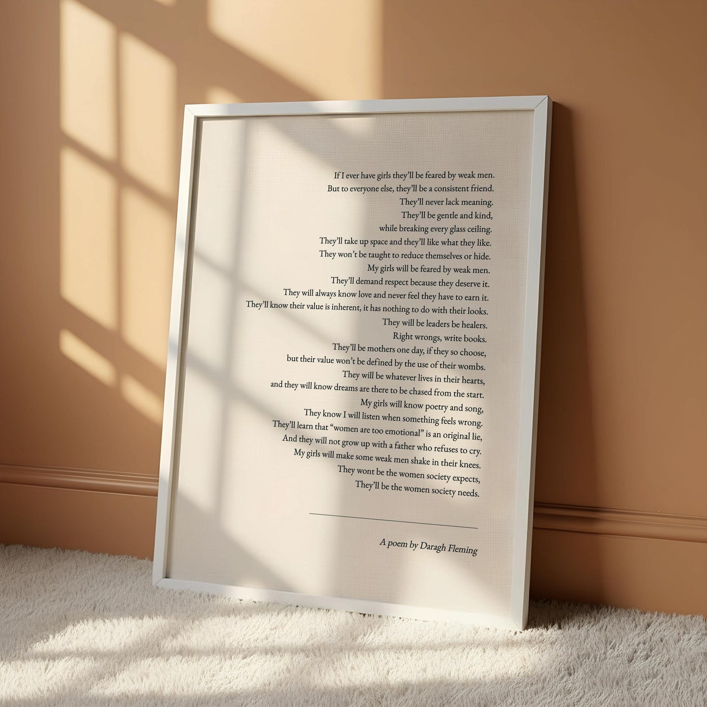 If I Ever Have Girls Poem Print | Feminist Wall Art | Daughter Gift Print | Fine Art Typography Print | Framed