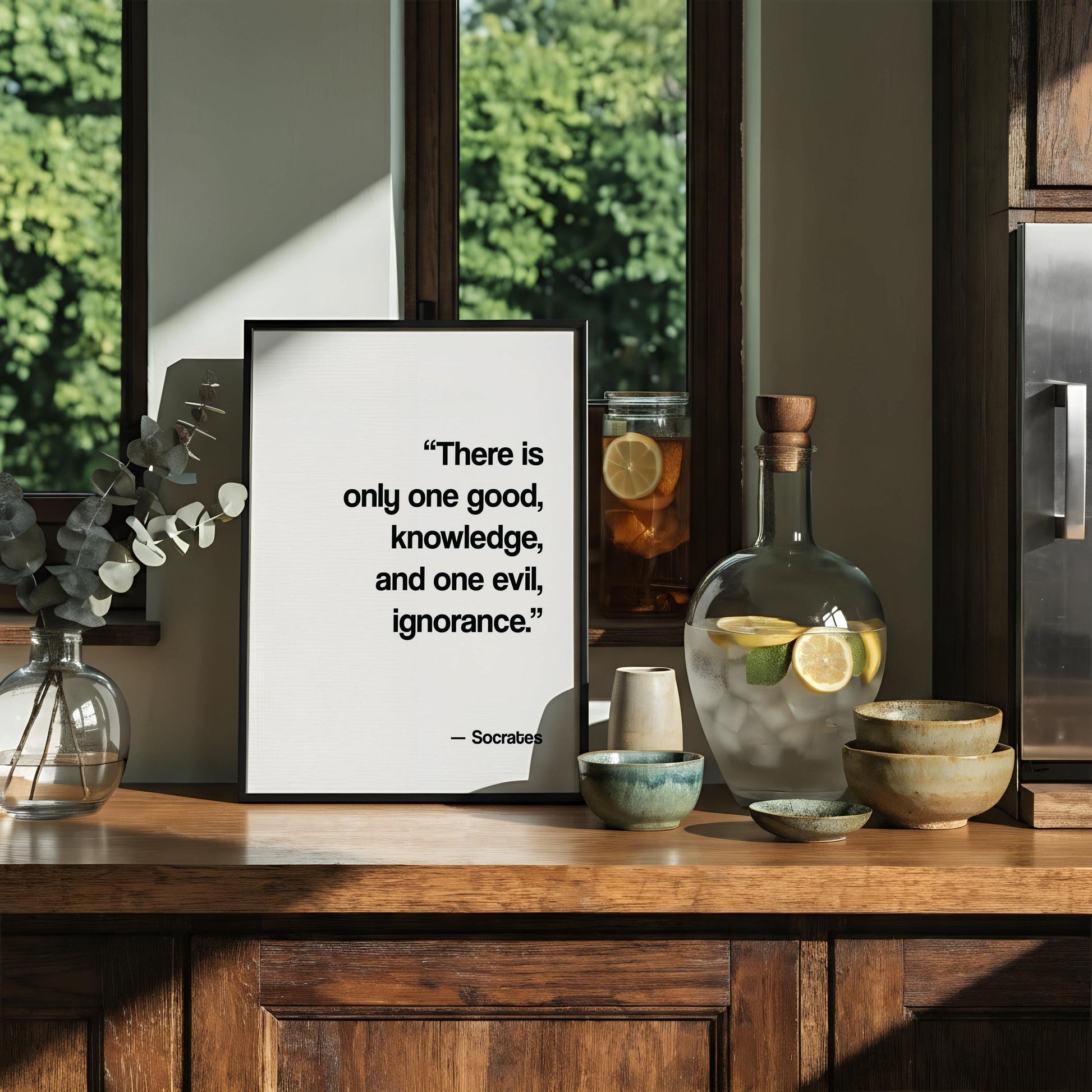 Socrates Quote Print | Knowledge vs Ignorance Philosophy Poster | Ancient Greek Wisdom Wall Art | Minimalist Office Decor