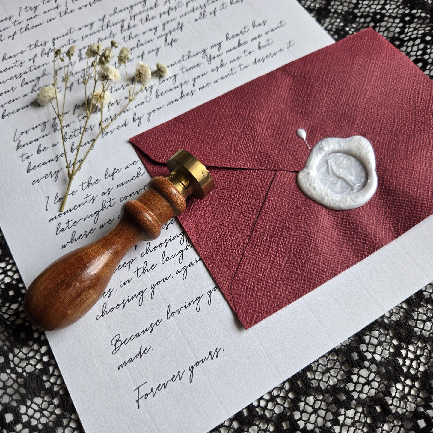 Personalised Handwritten Letter with Wax Seal, Dried Flowers | Luxury Stationery Keepsake