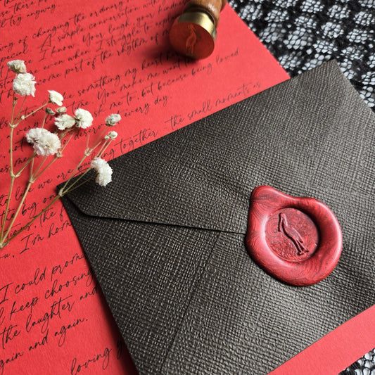 Personalised Love Letter with Red Wax Seal, Pressed Flowers, Romantic Gift