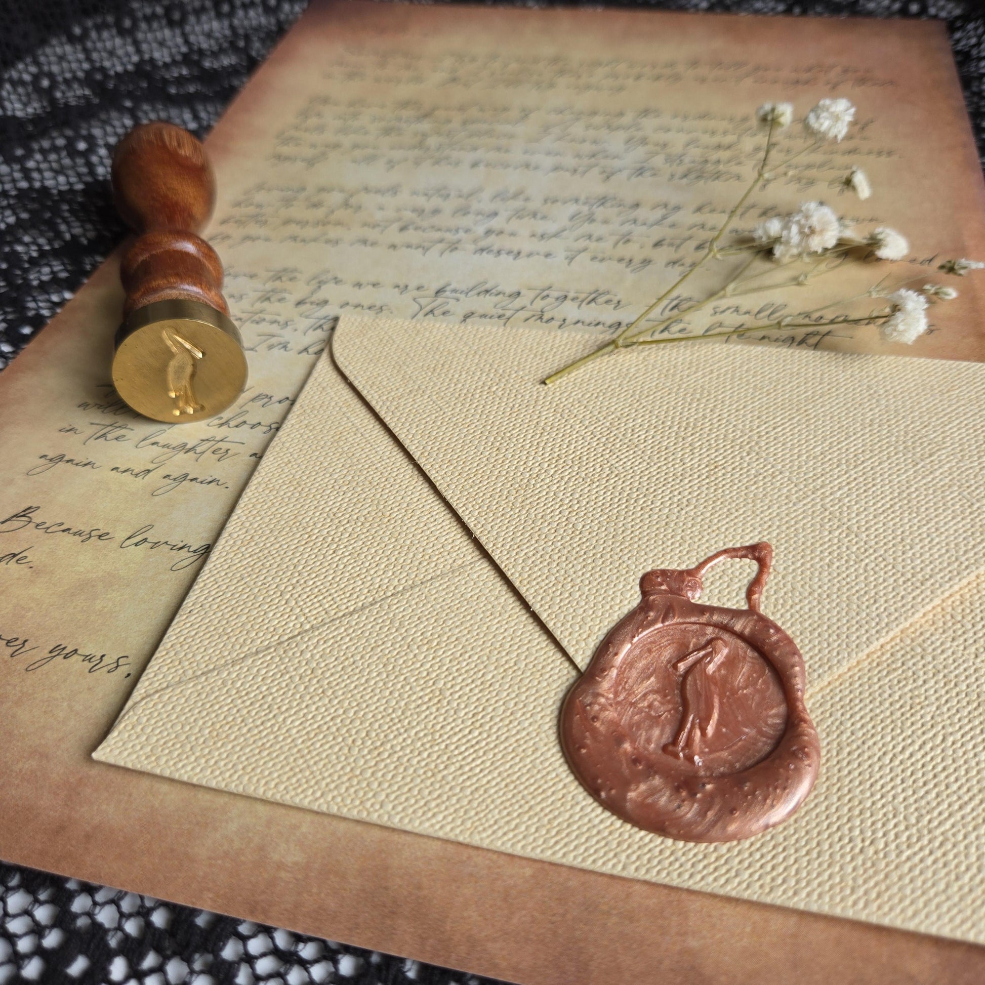 Personalised Love Letter with Wax Seal, Pressed Flowers | Vintage Romantic Gift