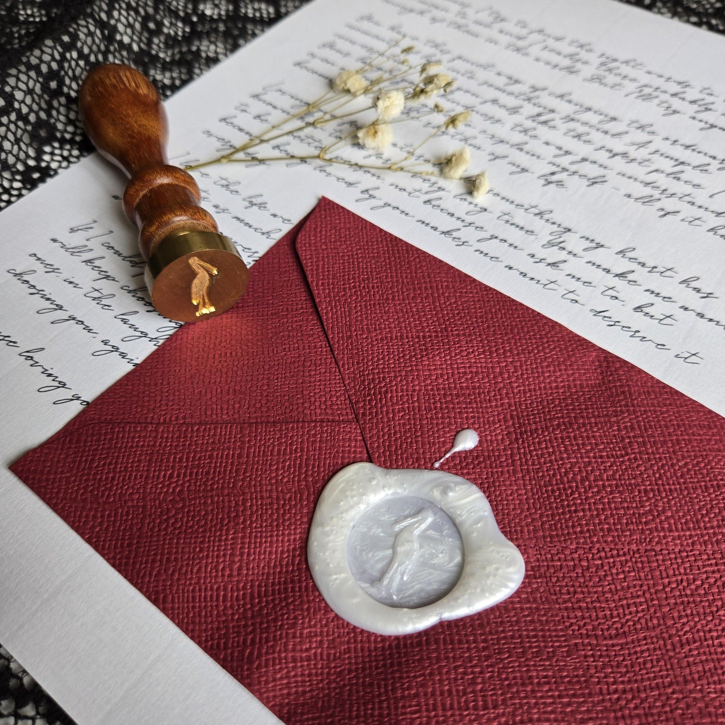 Personalised Handwritten Letter with Wax Seal, Dried Flowers | Luxury Stationery Keepsake