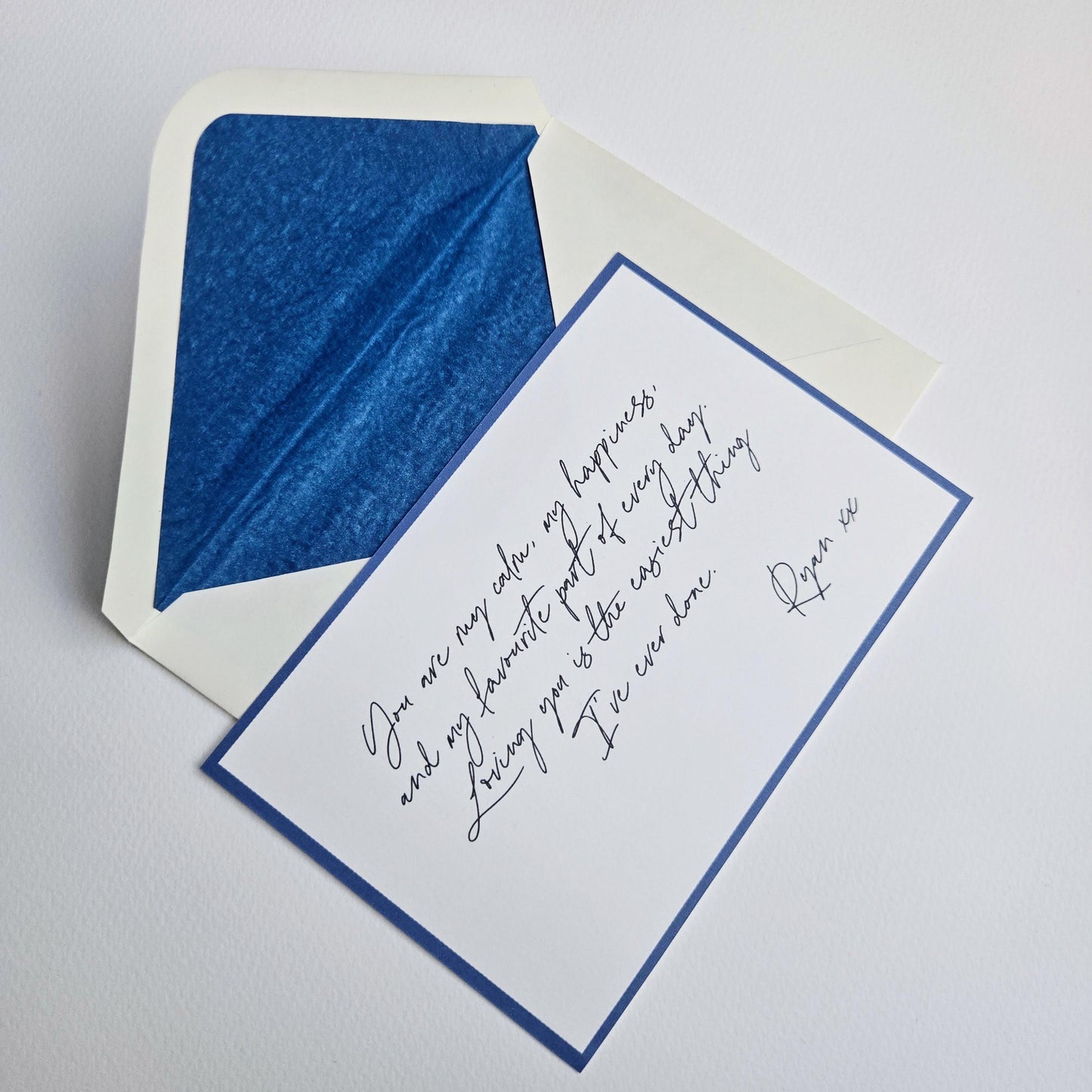 Custom Luxury Note Card & Envelope | Handwritten Style | Love Note | Wedding | Friendship | Celebration Gift