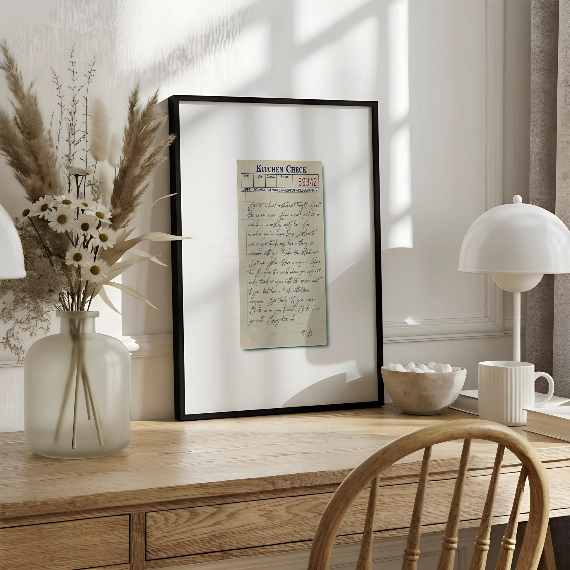 Anthony Bourdain Quote Print | Eat At A Local Restaurant | Foodie Wall Art | Kitchen Print | Restaurant Gift | Chef | Handwritten Check