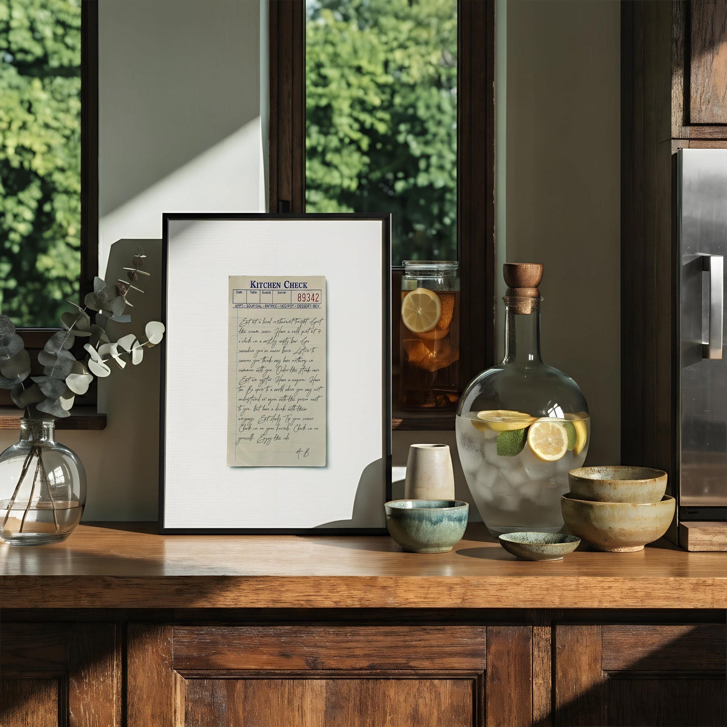Anthony Bourdain Quote Print | Eat At A Local Restaurant | Foodie Wall Art | Kitchen Print | Restaurant Gift | Chef | Handwritten Check