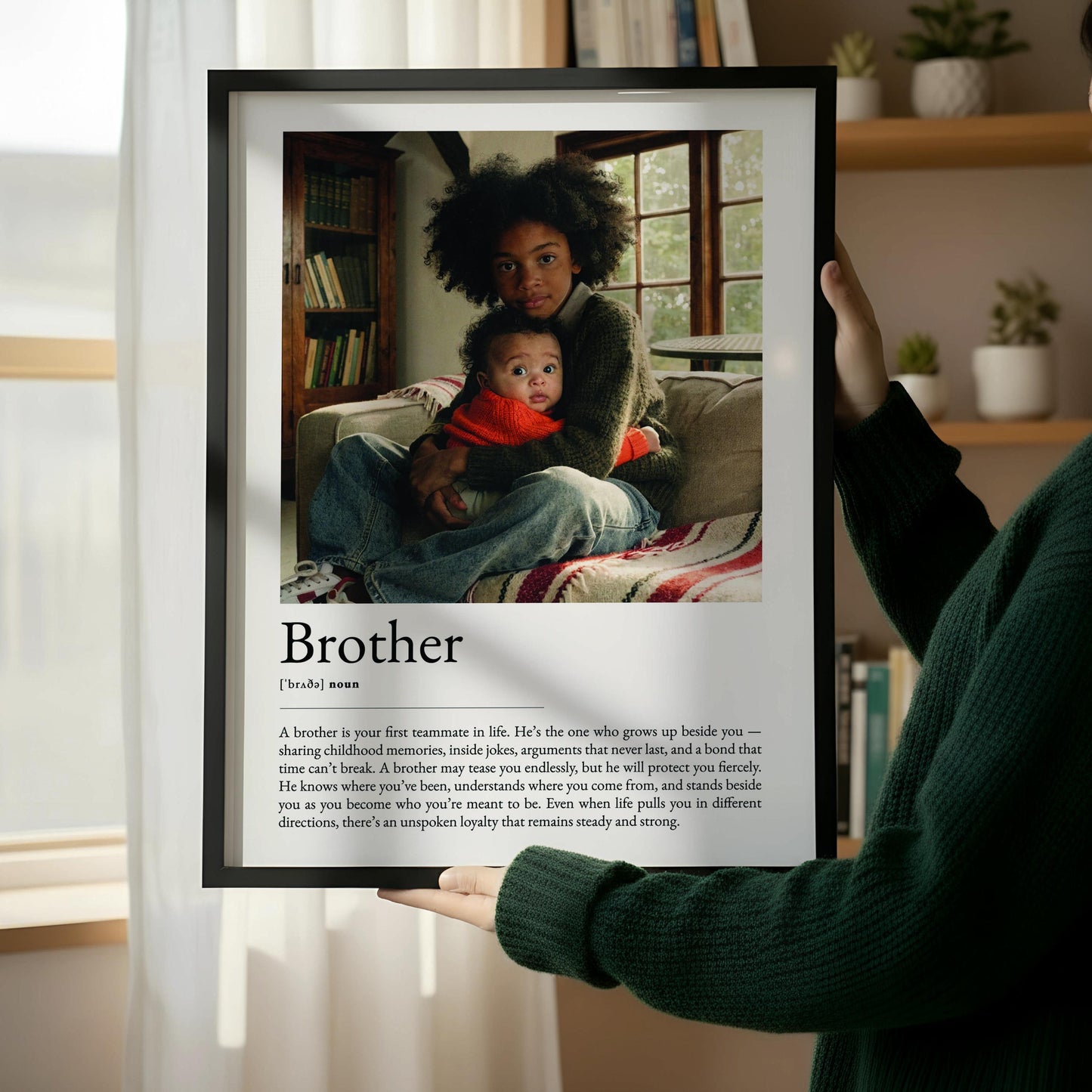 Brother Definition Print, Personalised Wall Art, Sibling Quote Poster, Meaningful Family Gift, Typography Art, Brother Birthday Decor