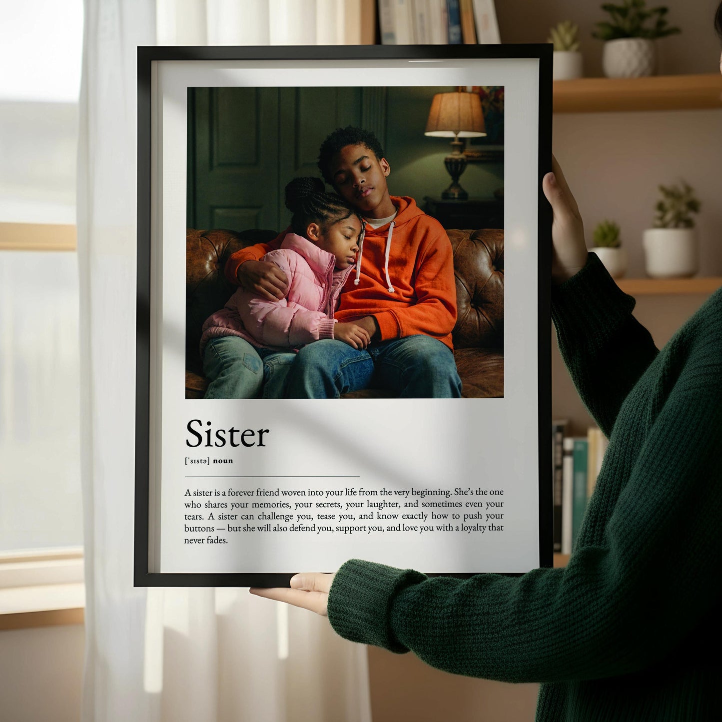 Sister Definition Print, Personalized Meaningful Quote - Sisterhood Birthday Gift for Big or Little Sister | Family Sentimental Decor