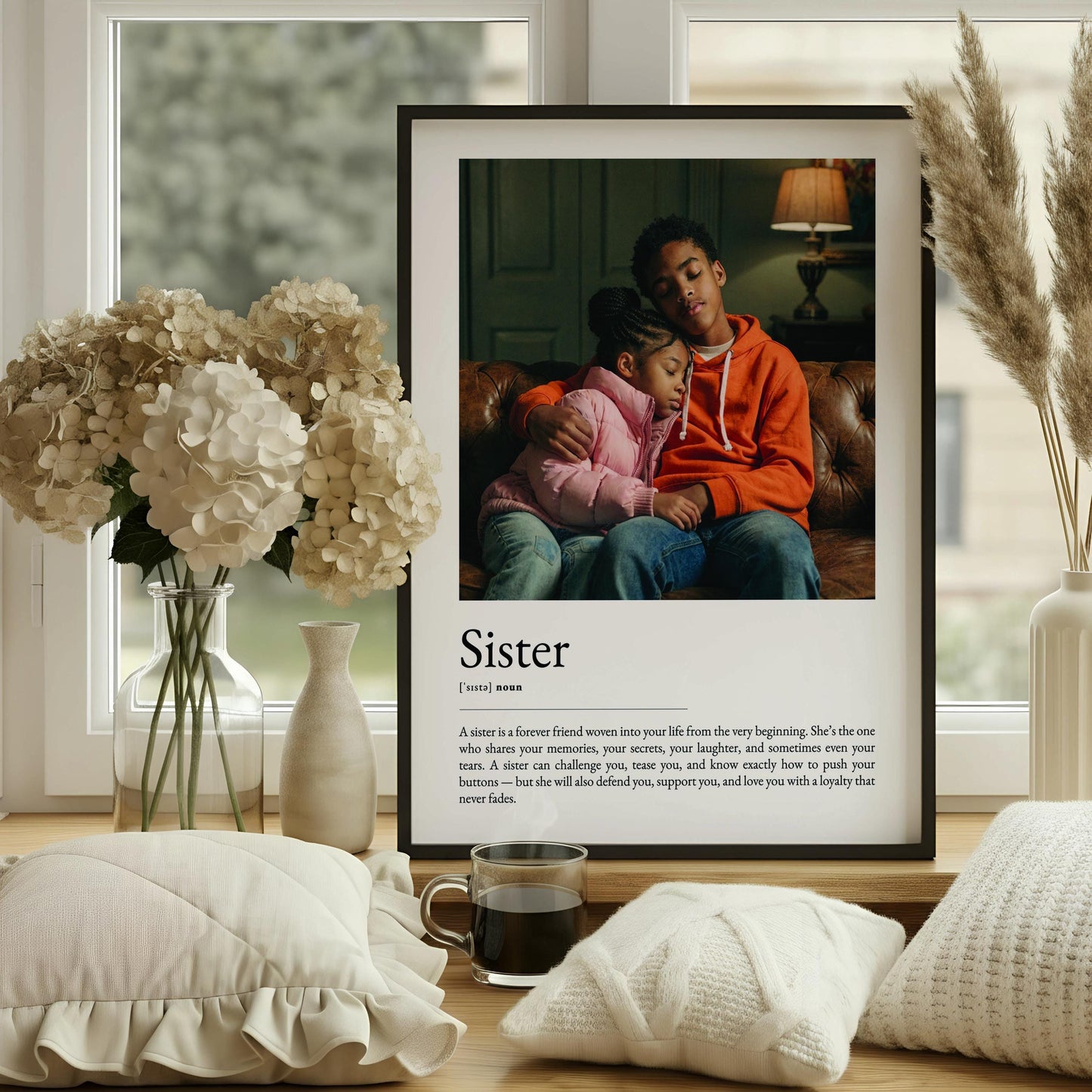Sister Definition Print, Personalized Meaningful Quote - Sisterhood Birthday Gift for Big or Little Sister | Family Sentimental Decor