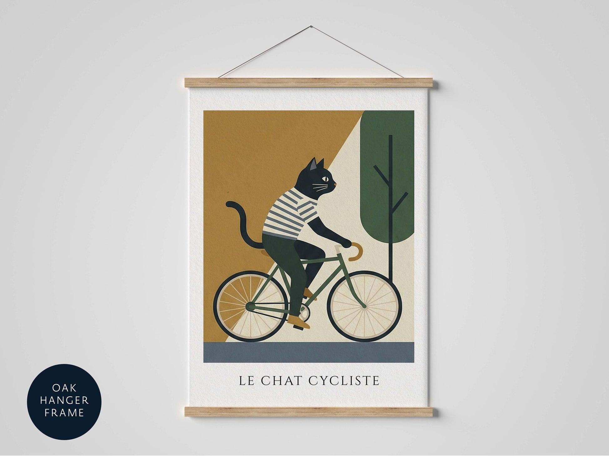 Cycling Cat Print, Funny Cat Wall Art, Bicycle Poster, Cute Animal Illustration, Whimsical Pet Decor, Gift for Kitten Lovers, Kids Room Art