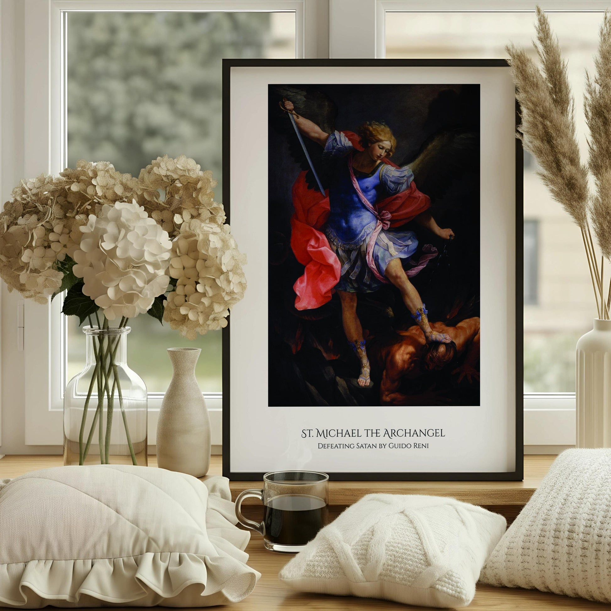 St Michael the Archangel Defeating Satan Print | Guido Reni Religious Wall Art | Catholic Christian Wall Decor | Saint Michael | Faith Gift