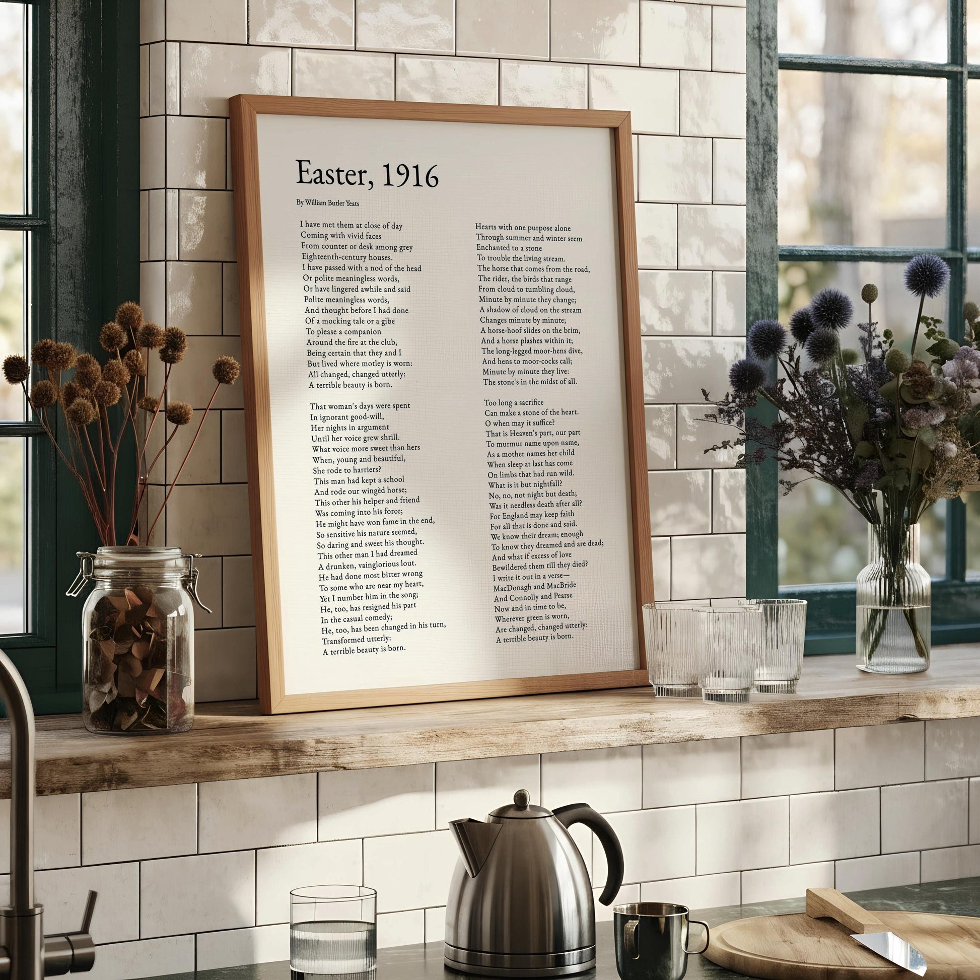 Easter, 1916 Poem By William Butler Yeats poster irish uprising glass frame