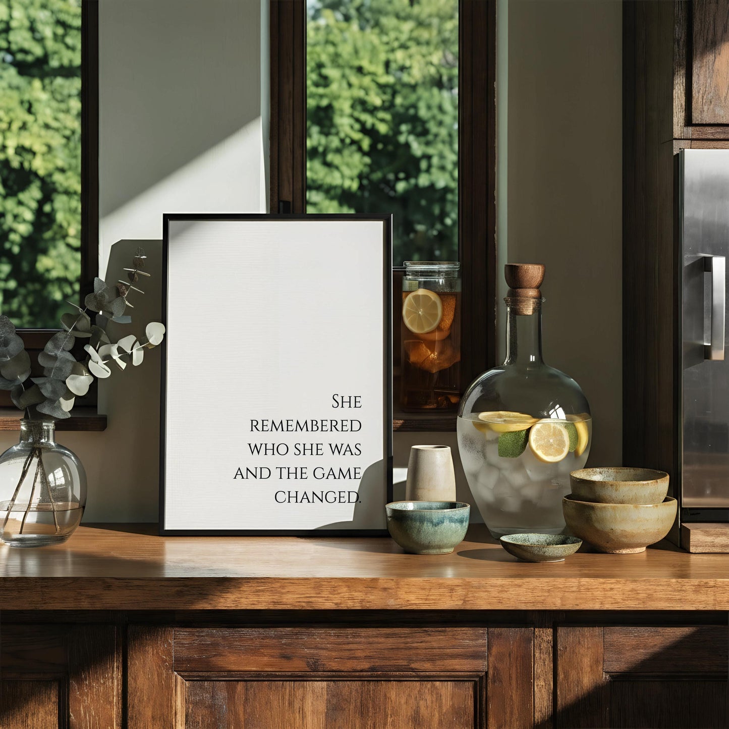 She Remembered Who She Was Print | Empowering Woman Quote Wall Art | Feminine Motivational Decor | Inspirational Typography