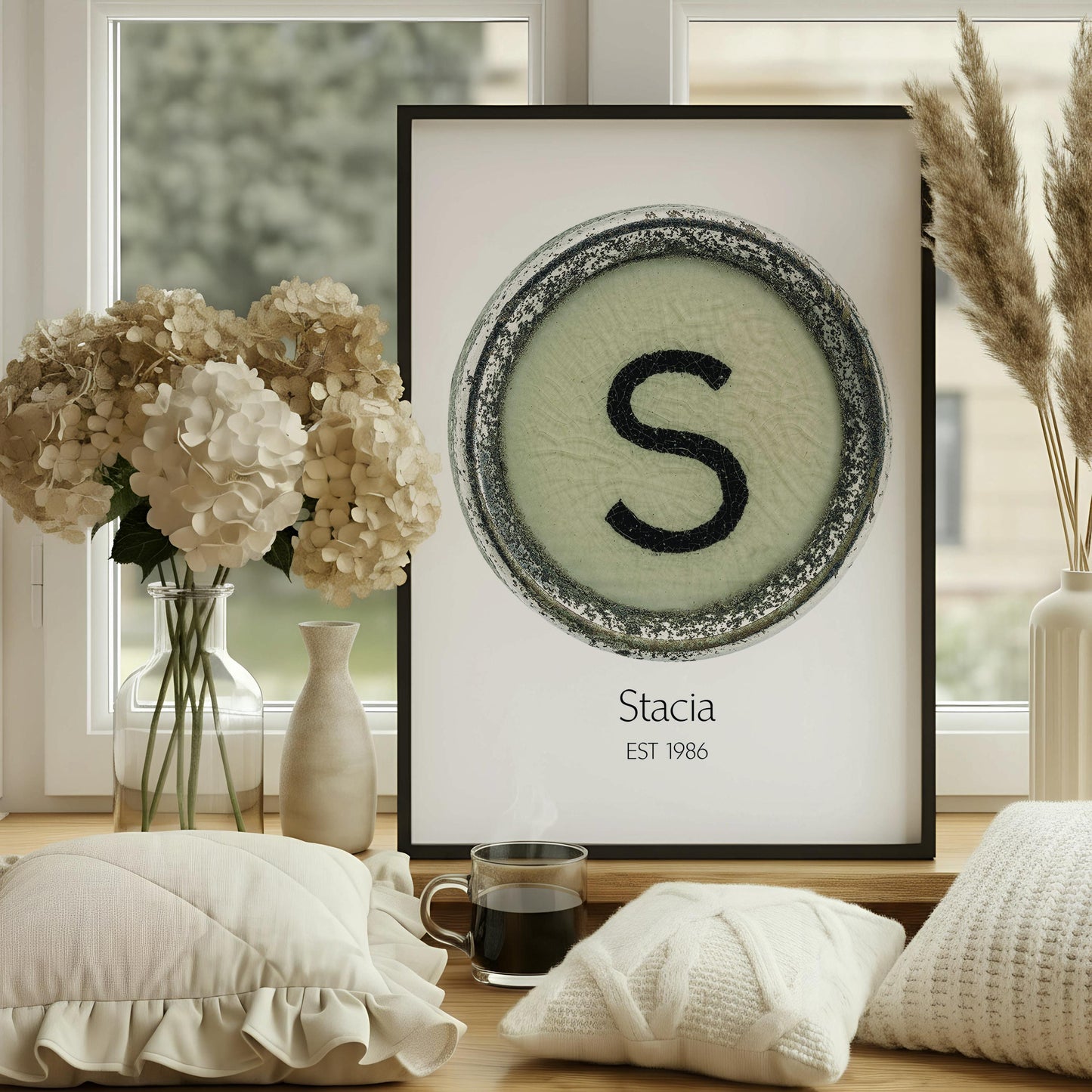 Personalized Typewriter Key Letter Print, Custom Name Poster