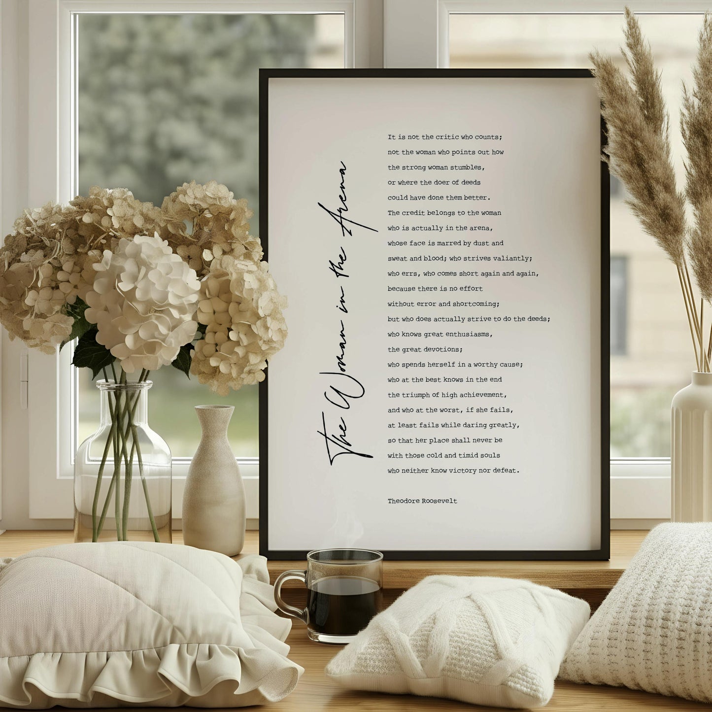 Woman In The Arena Print | Theodore Roosevelt Quote | Feminist Empowerment Wall Art | Typography Print | Girl Boss Gift