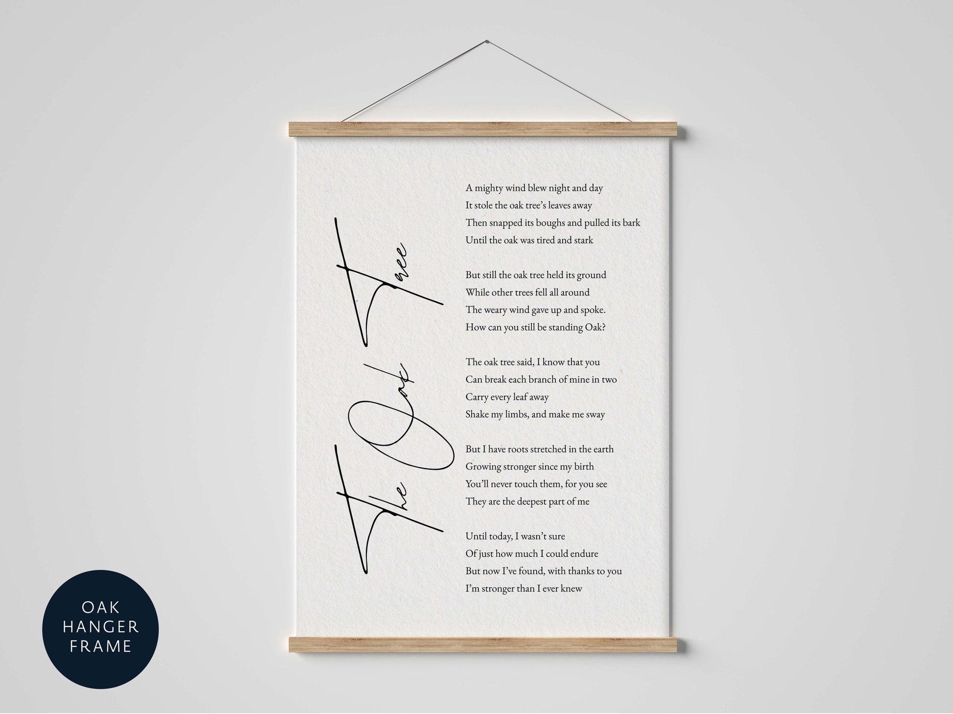 The Oak Tree Poem Print | Strength & Resilience Wall Art | Inspirational Poetry Poster | Minimalist Typography Decor | Motivational Gift