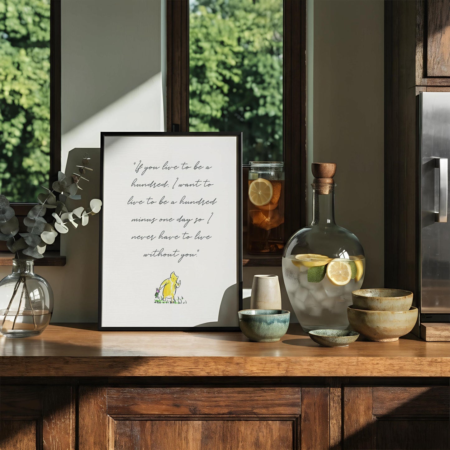 If You Live To Be A Hundred Print | Winnie the Pooh Quote | Romantic Love Wall Art | Typography Print | Anniversary Gift